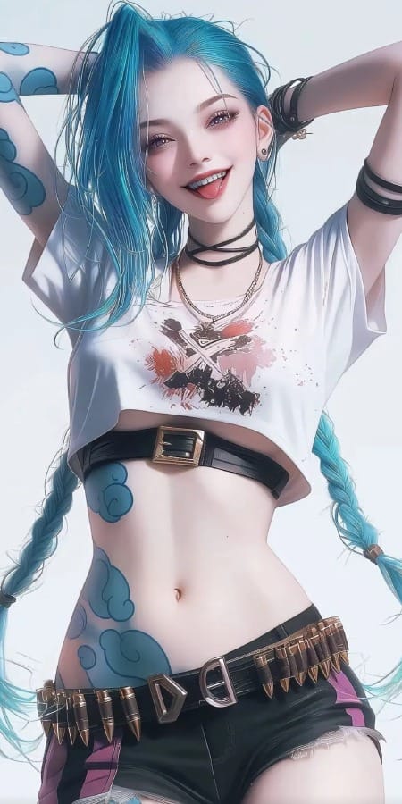 金克丝个性2K手机壁纸 – 狂野与酷炫的完美呈现