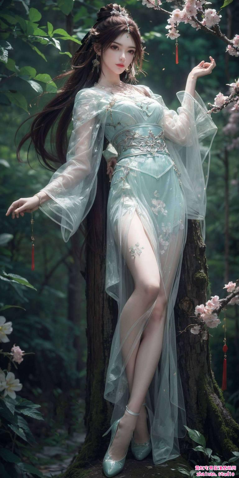 叶倾仙横屏壁纸图片：ai绘画角色素材完美像素平板可爱壁纸