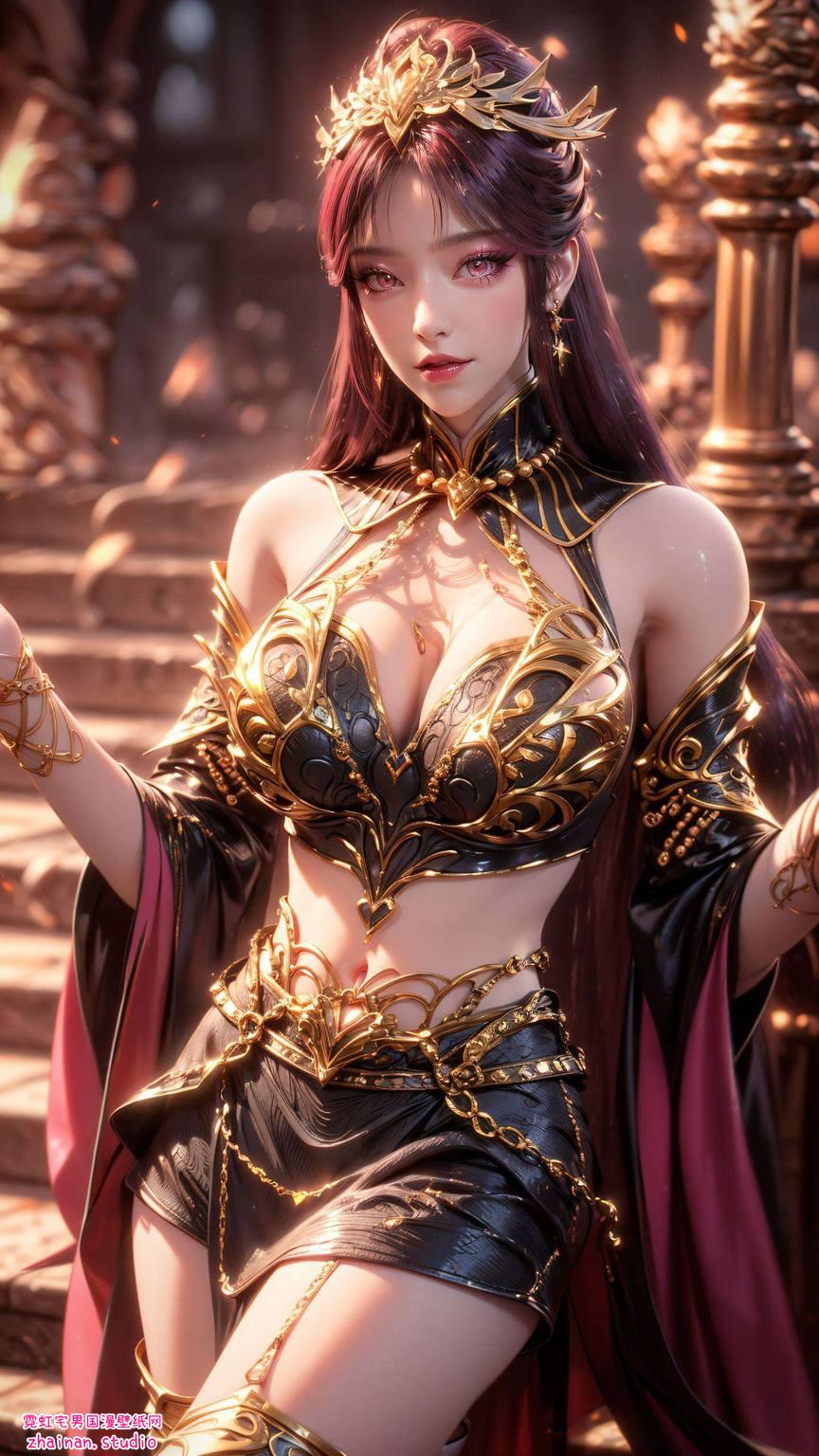 百炼成神漫画毒血夫人高清AI人物神态素材完美像素iPad粉色收藏