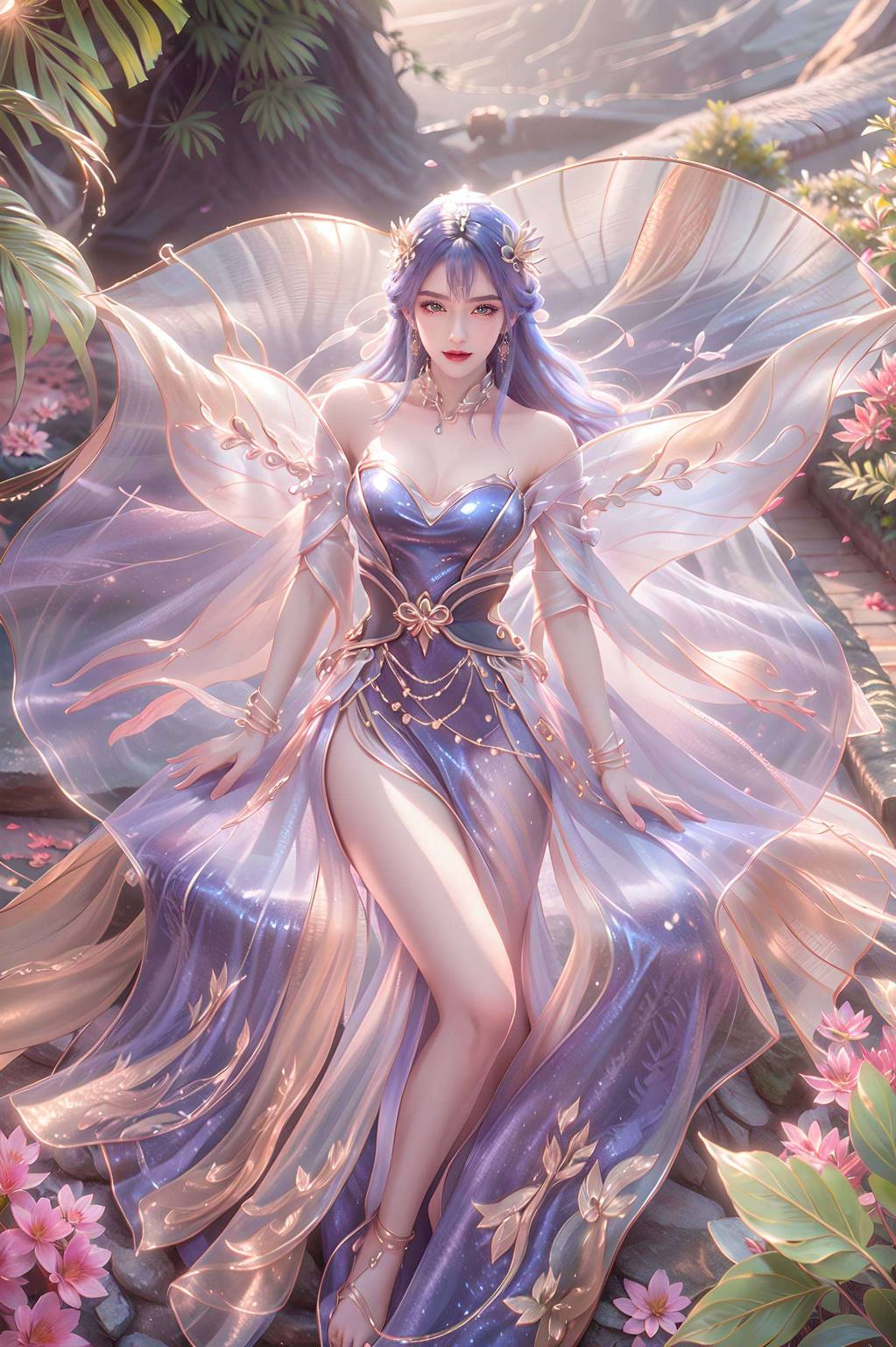 天穹泳装壁纸：AI绘画国漫女主高清人物表情素材