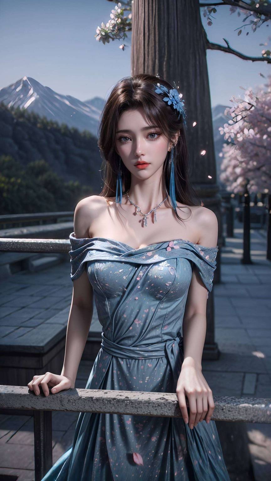 云韵手机高清壁纸三连屏：AI绘画角色体态素材免费下载