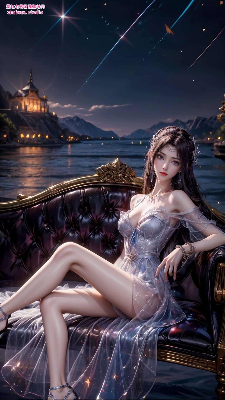 云韵手机高清壁纸三连屏：AI绘画角色体态素材免费下载