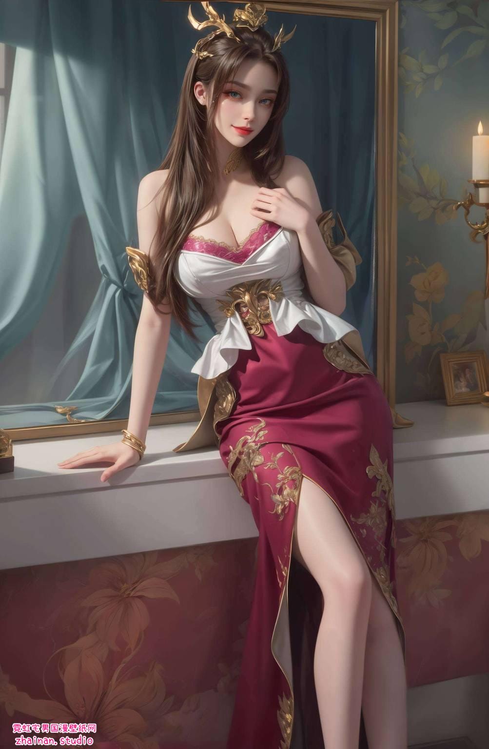 天狐仙子动态图：超清晰AI绘画国漫女主免费壁纸合集iPad粉色-皮皮兔动漫