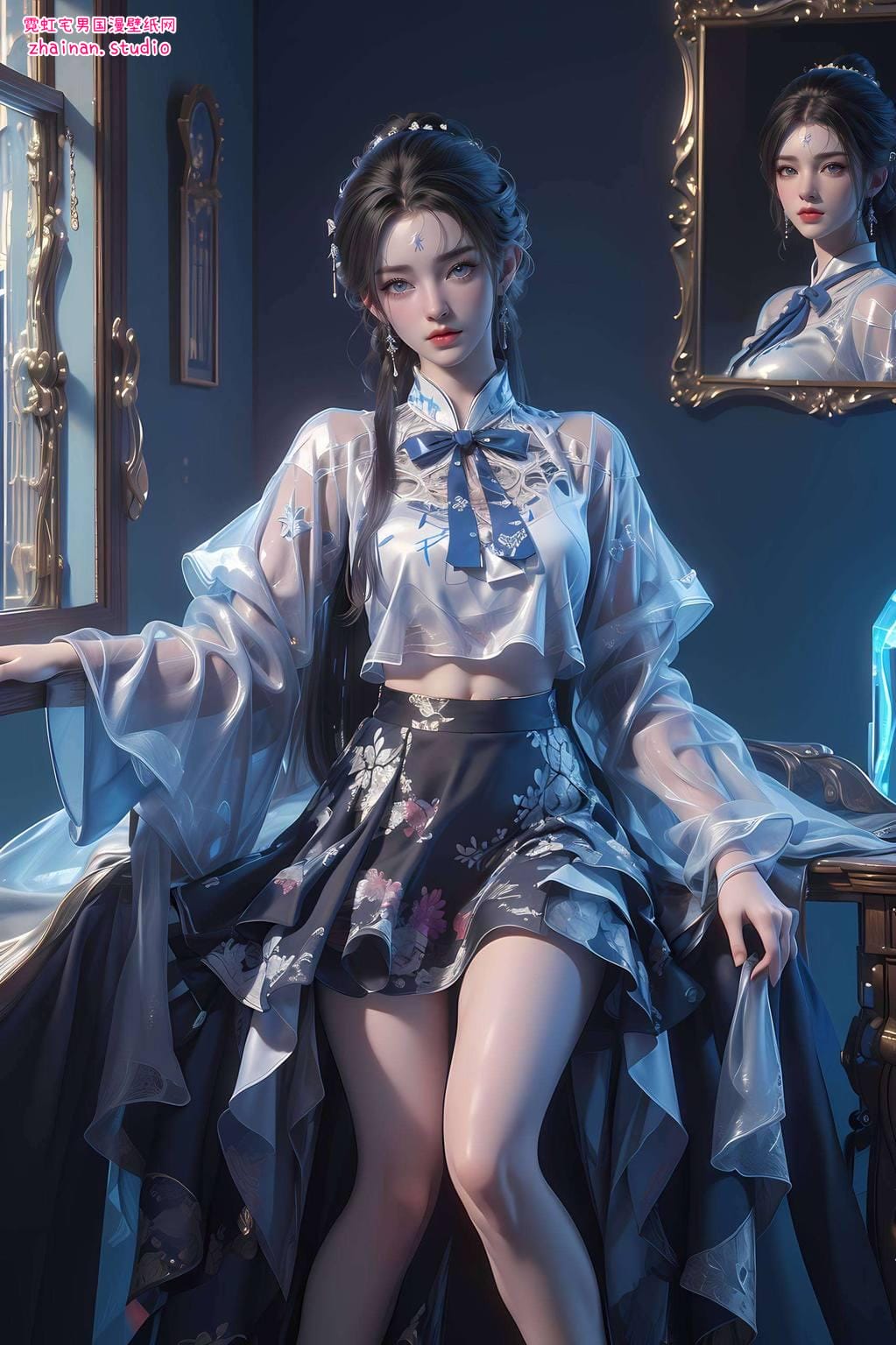 月婵清漪高清壁纸动态：ai绘画角色笑容素材动漫壁纸安卓艺术壁纸