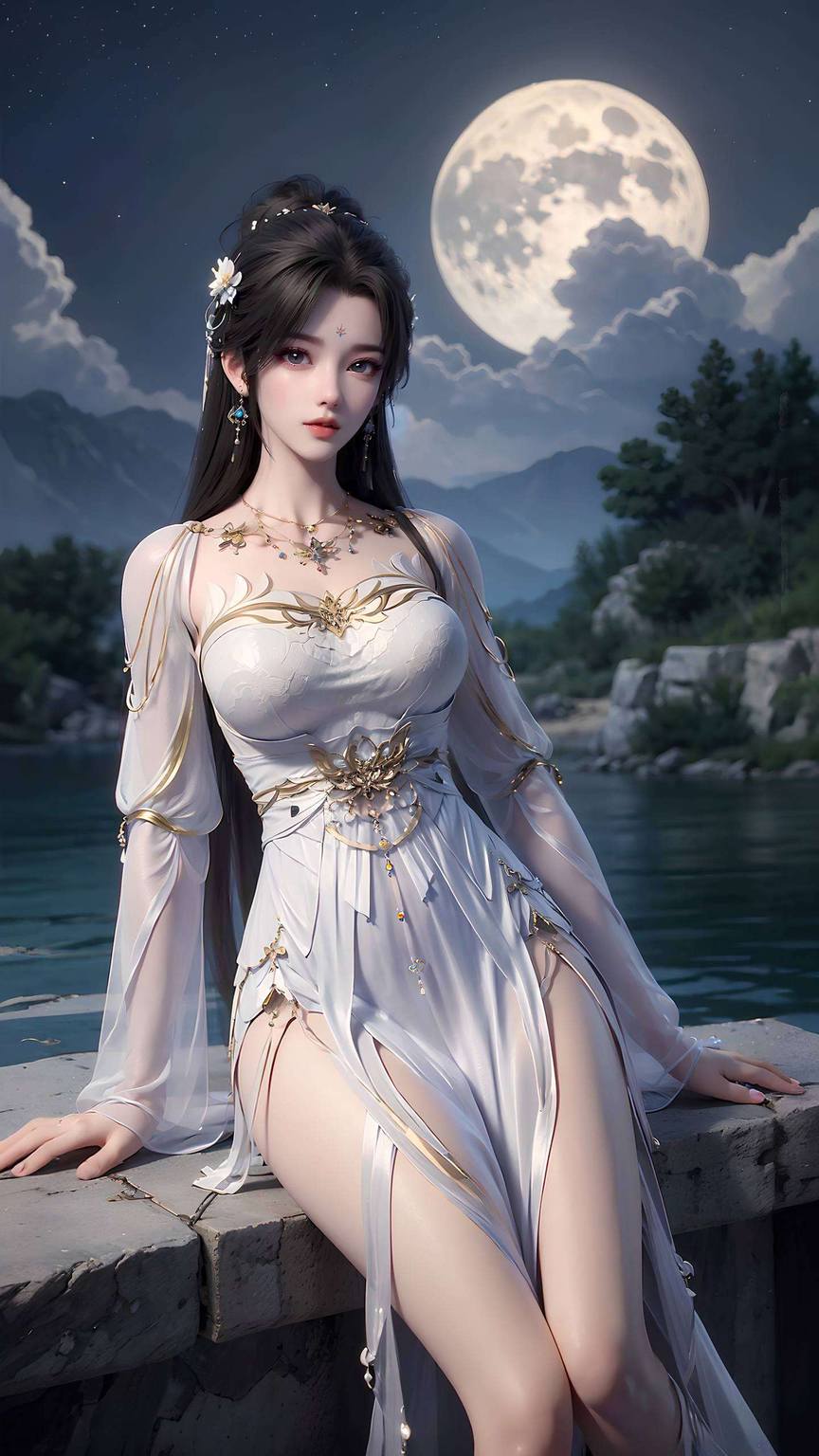 月婵清漪高清壁纸动态：ai绘画角色笑容素材动漫壁纸安卓艺术壁纸