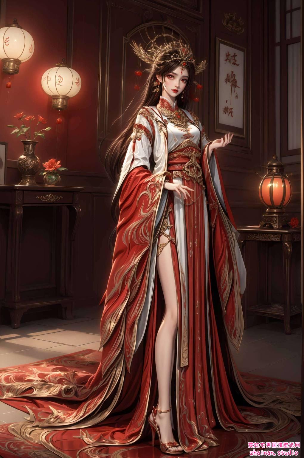 石昊亲火灵儿壁纸：AI绘画全屏姿势素材免费秀