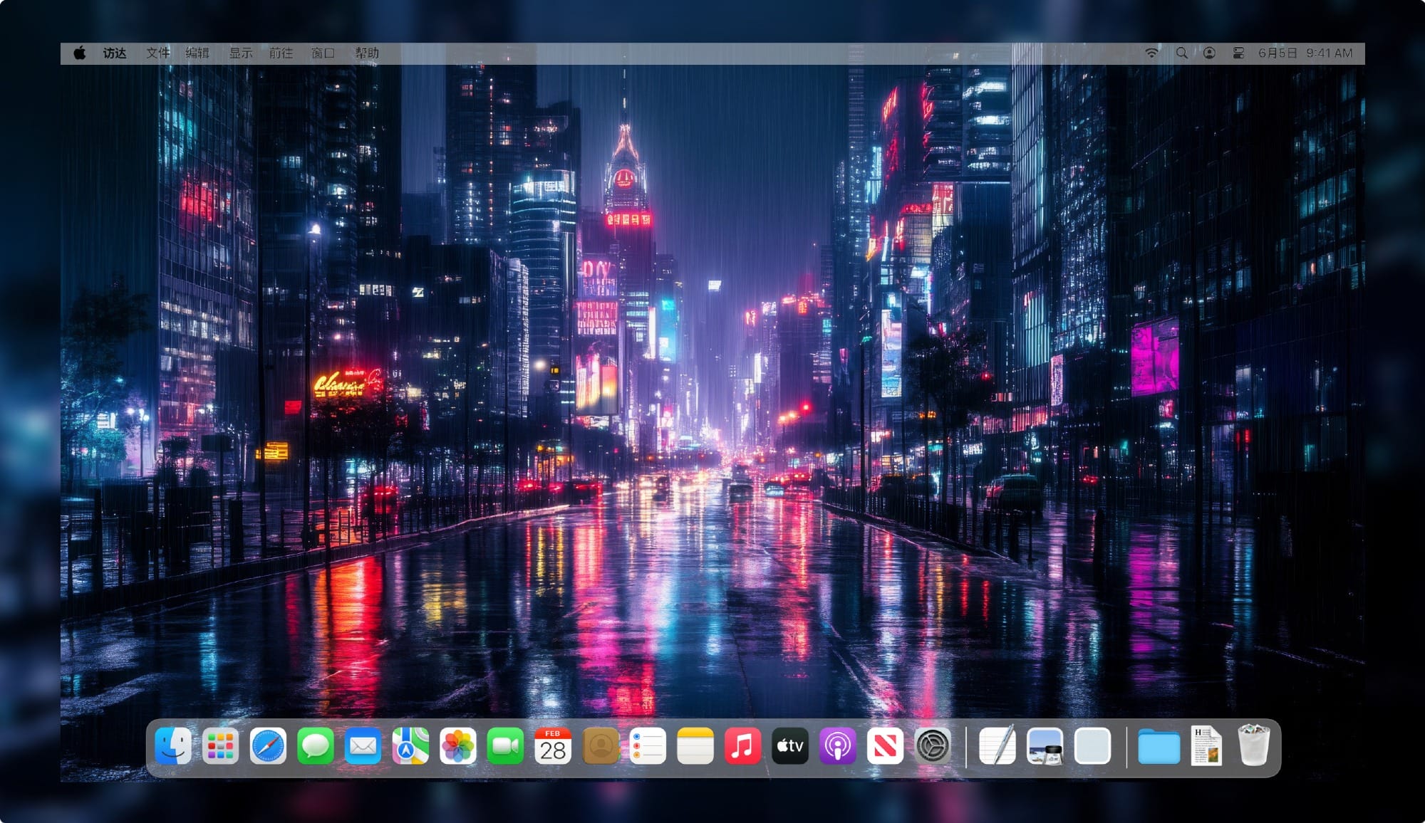 霓虹未来城:精美雨夜都市电脑壁纸