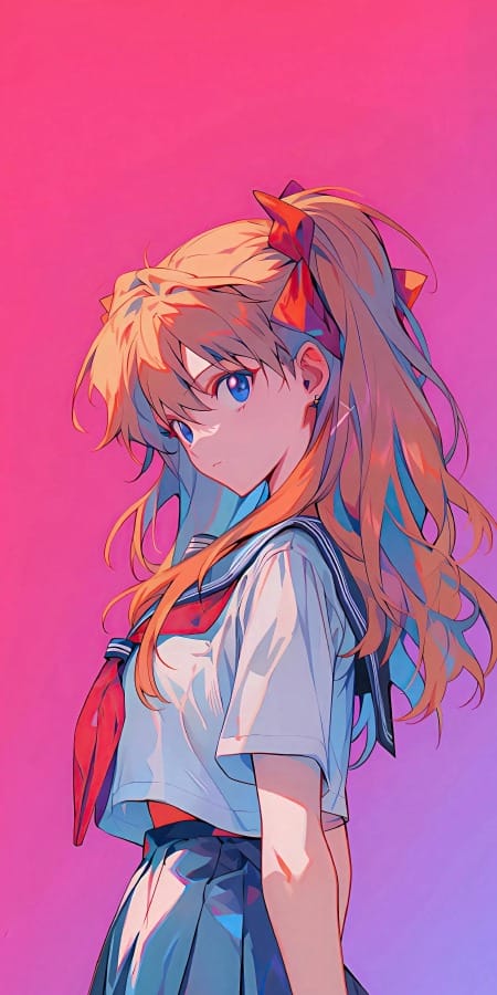 《新世纪福音战士》明日香2K手机壁纸:活力时尚的青春风采