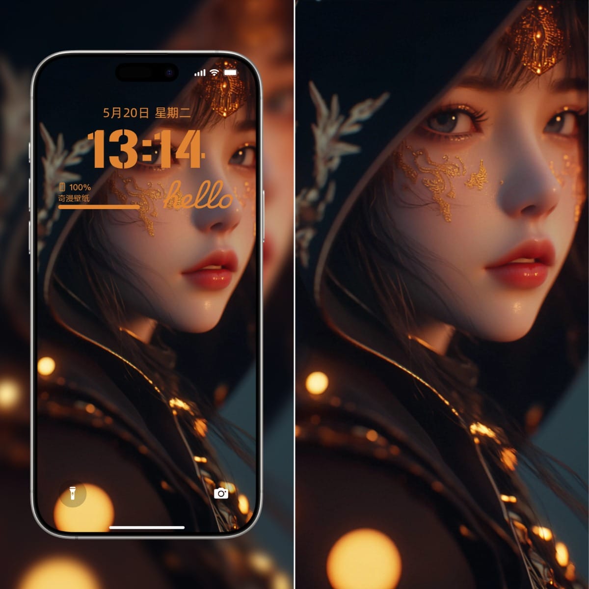 AI绘画：神秘金饰头饰5K手机壁纸