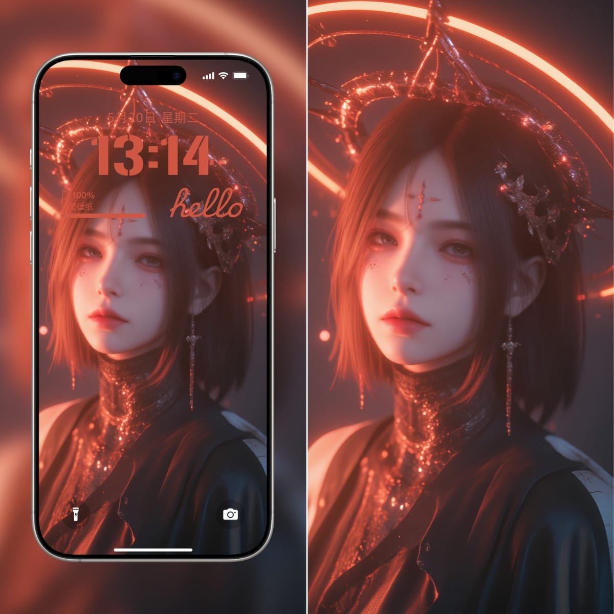 红光艺术：精致妆容2K手机壁纸