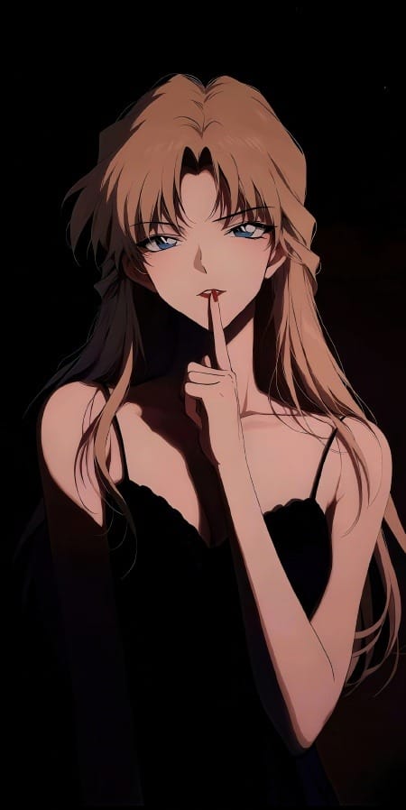 动漫神秘御姐2K手机壁纸:指尖轻嘘的冷艳诱惑