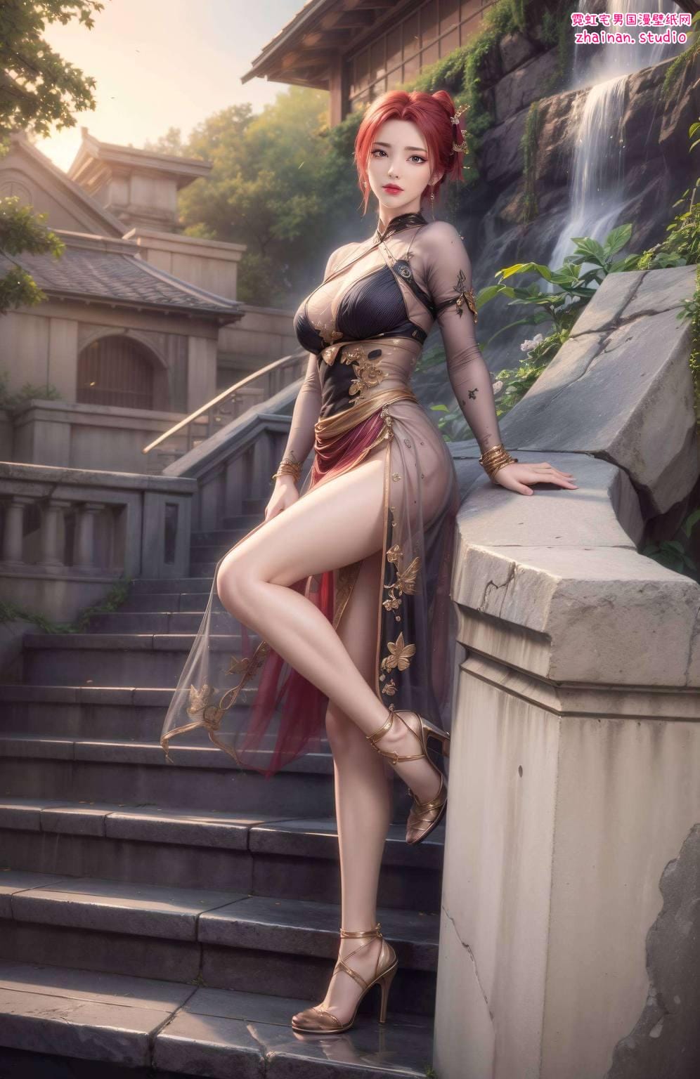 雅妃同人高清竖屏壁纸AI绘画国漫女主表情素材免费下载-皮皮兔动漫