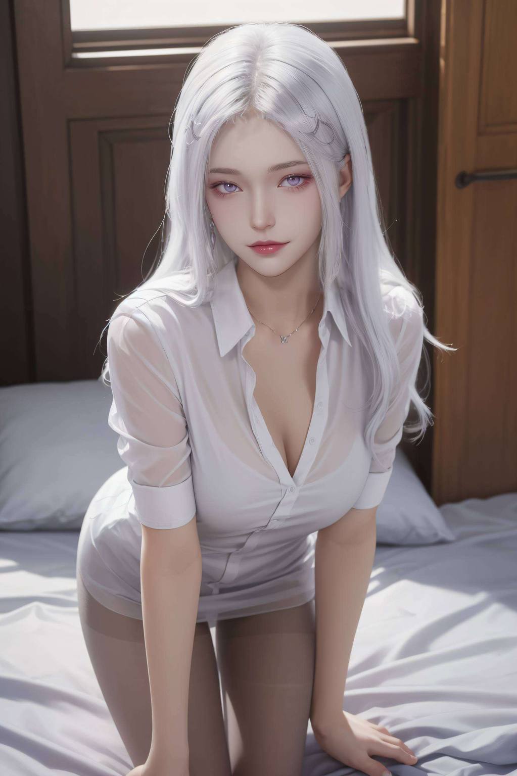 波塞西高清壁纸黑白：ai绘画国漫女主特写完美像素安卓桌面装饰图-皮皮兔动漫