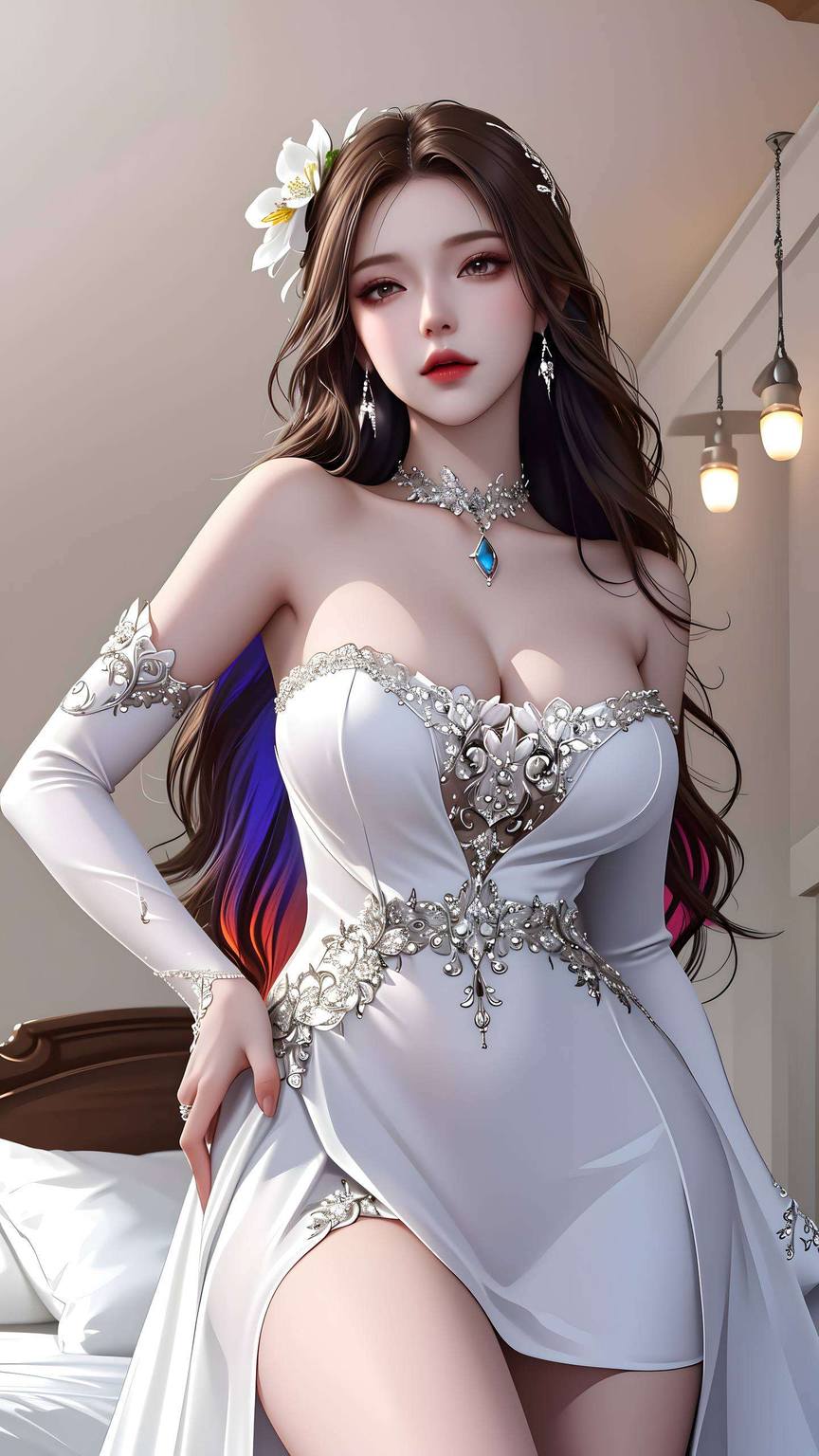 波塞西高清壁纸黑白：ai绘画国漫女主特写完美像素安卓桌面装饰图