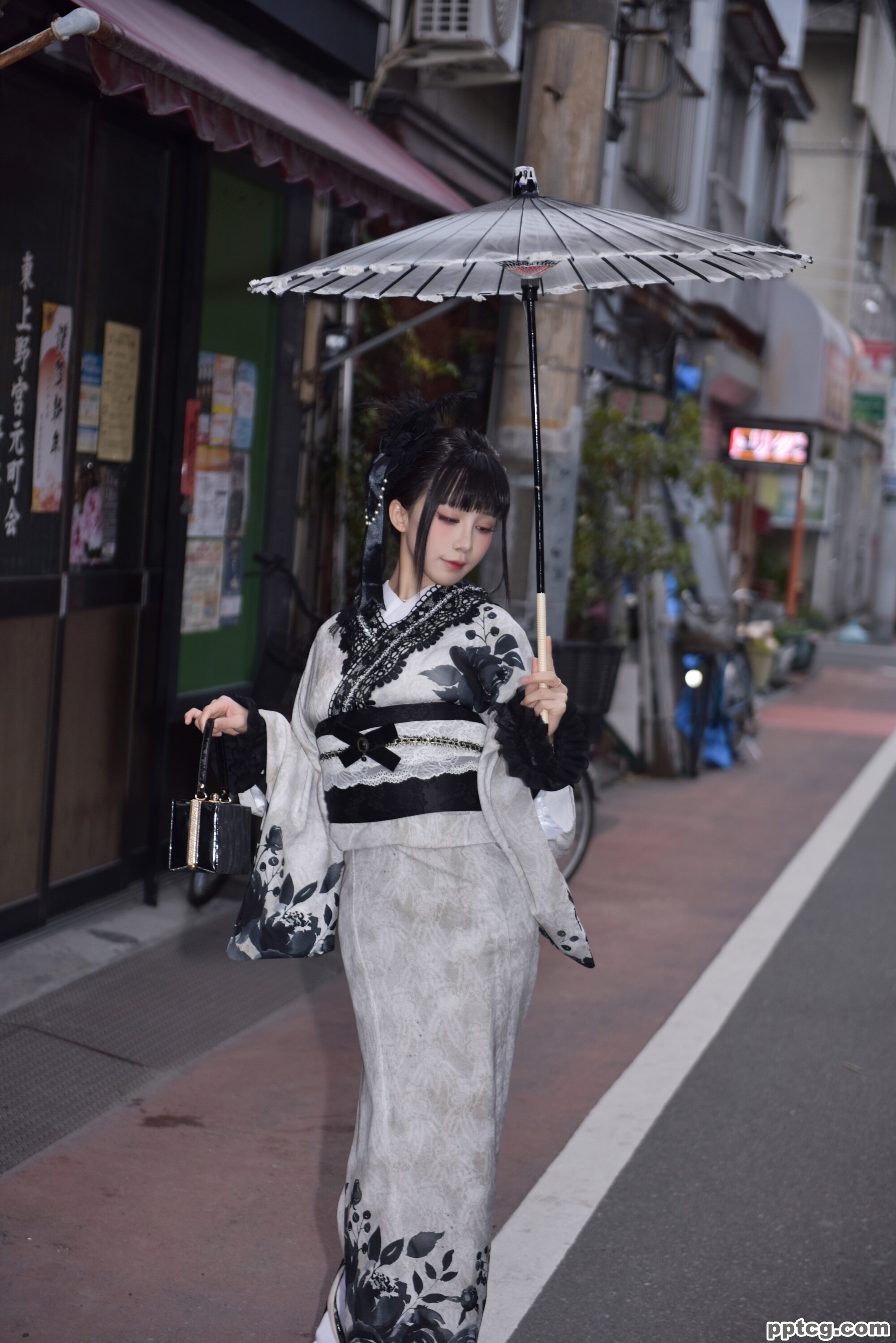 水淼aqua   Black Lace Kimono