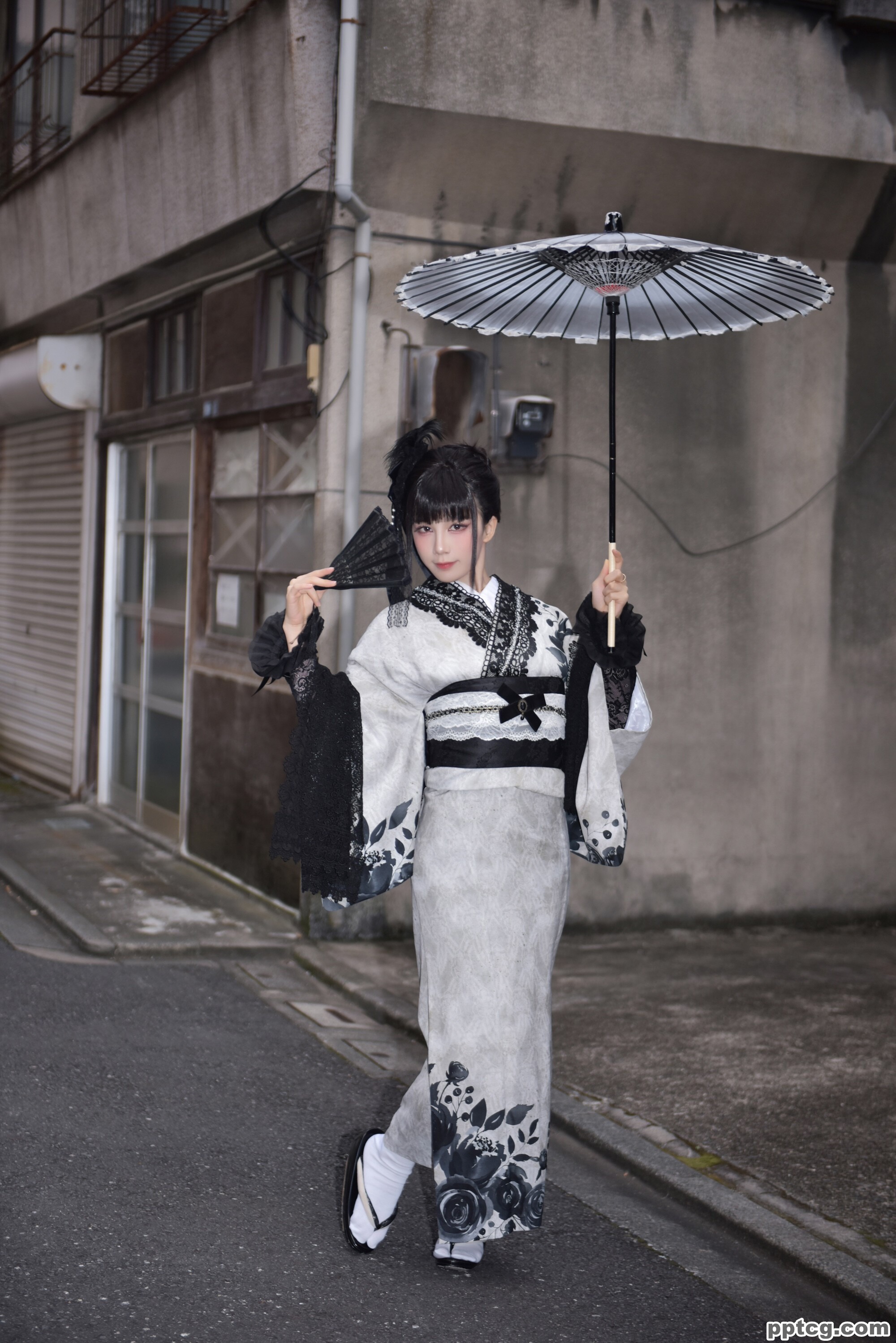 水淼aqua   Black Lace Kimono