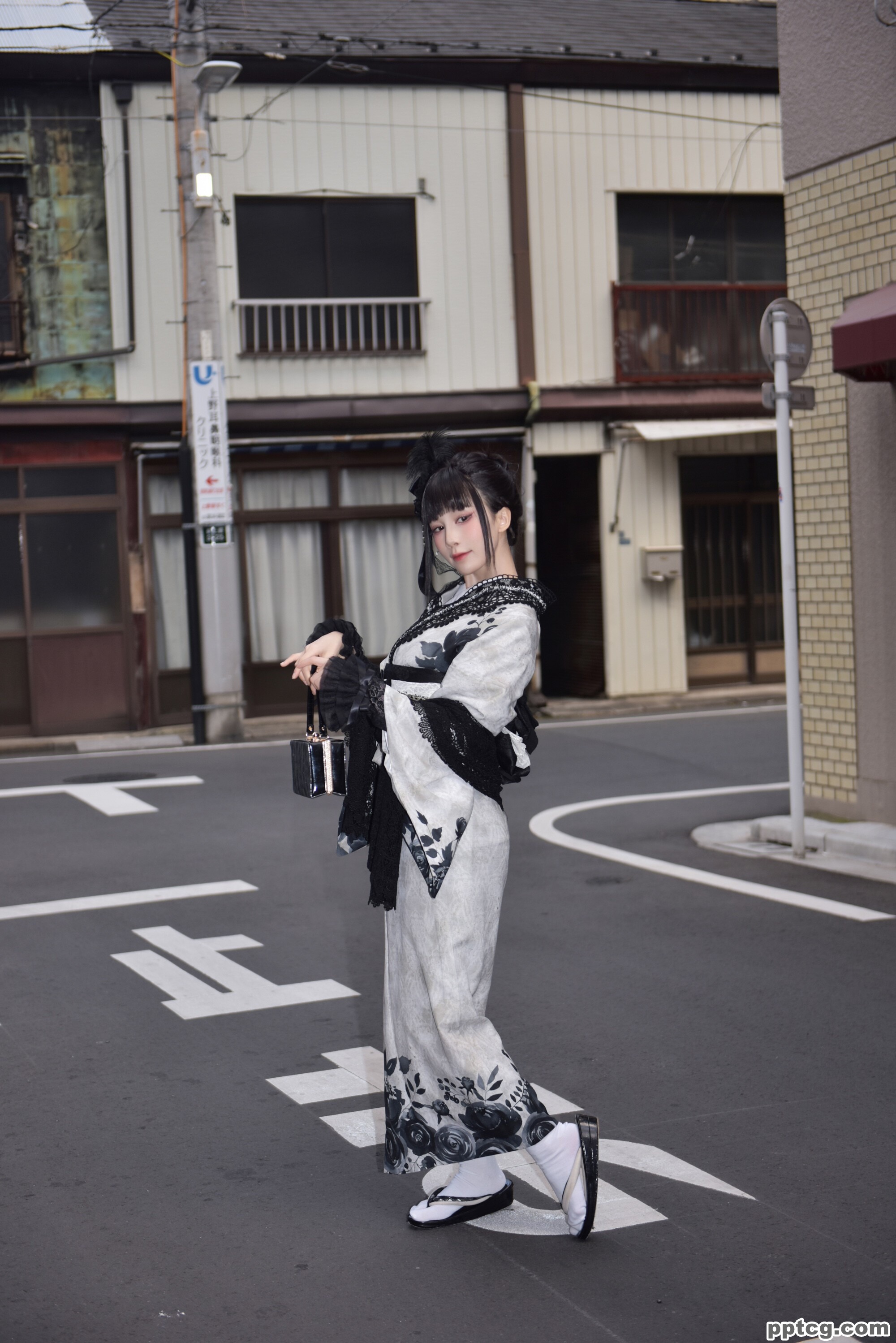 水淼aqua   Black Lace Kimono