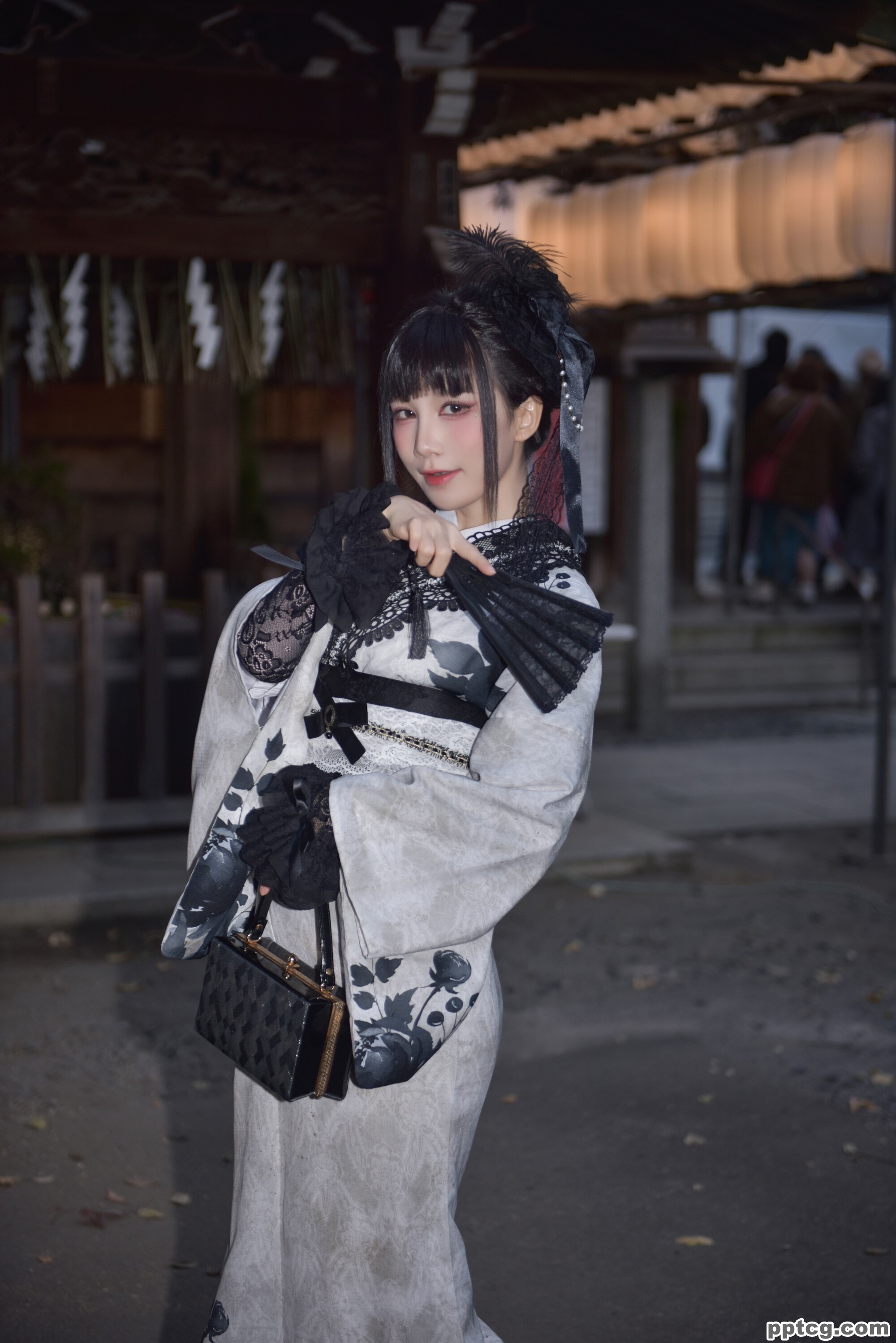 水淼aqua   Black Lace Kimono