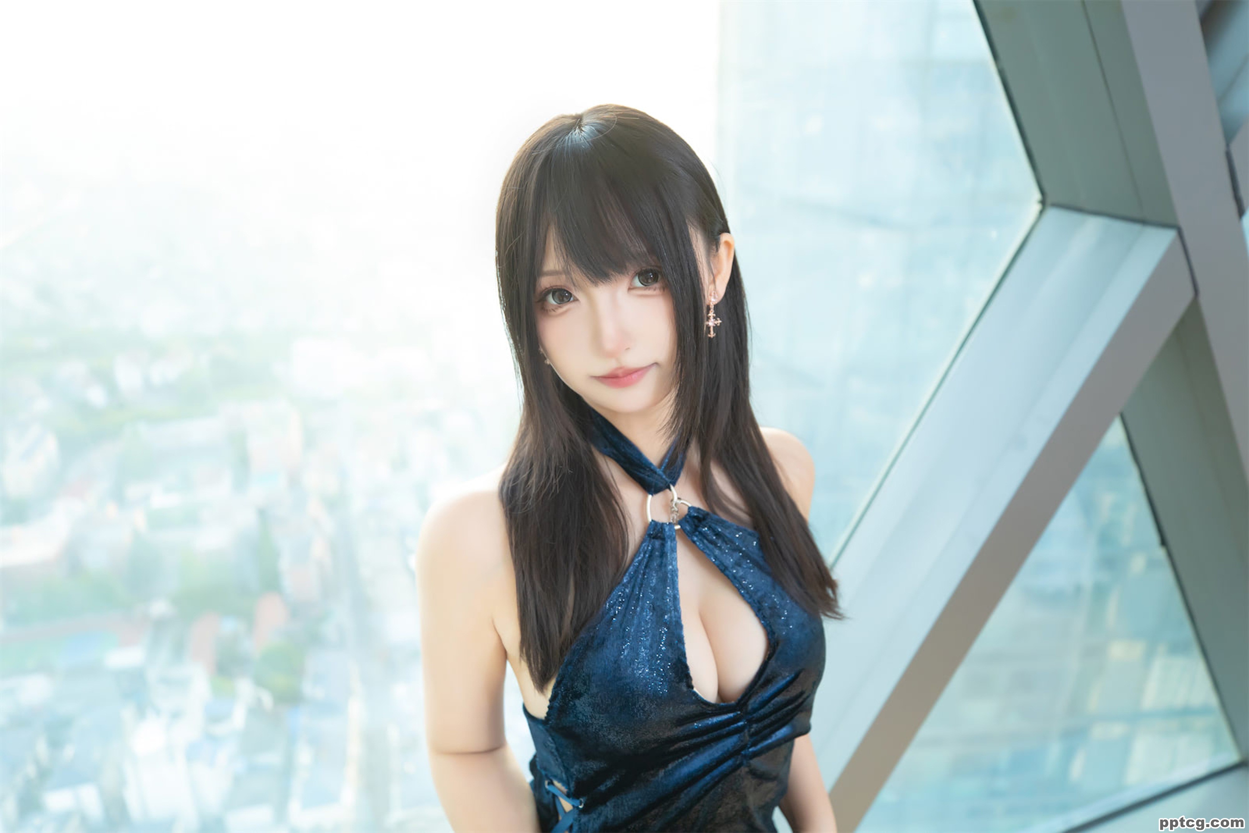 神楽坂真冬 蓝衣旗袍