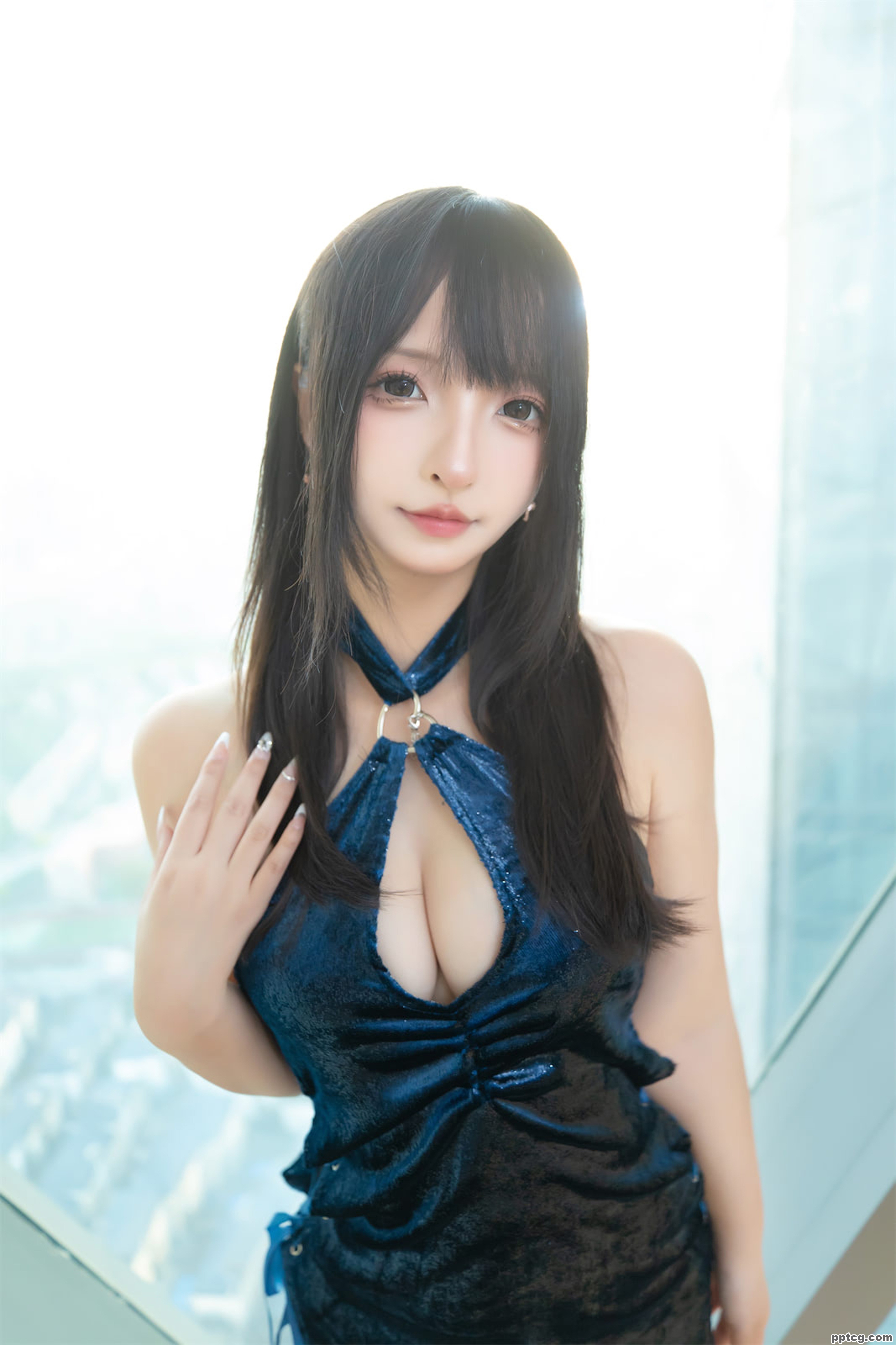 神楽坂真冬 蓝衣旗袍