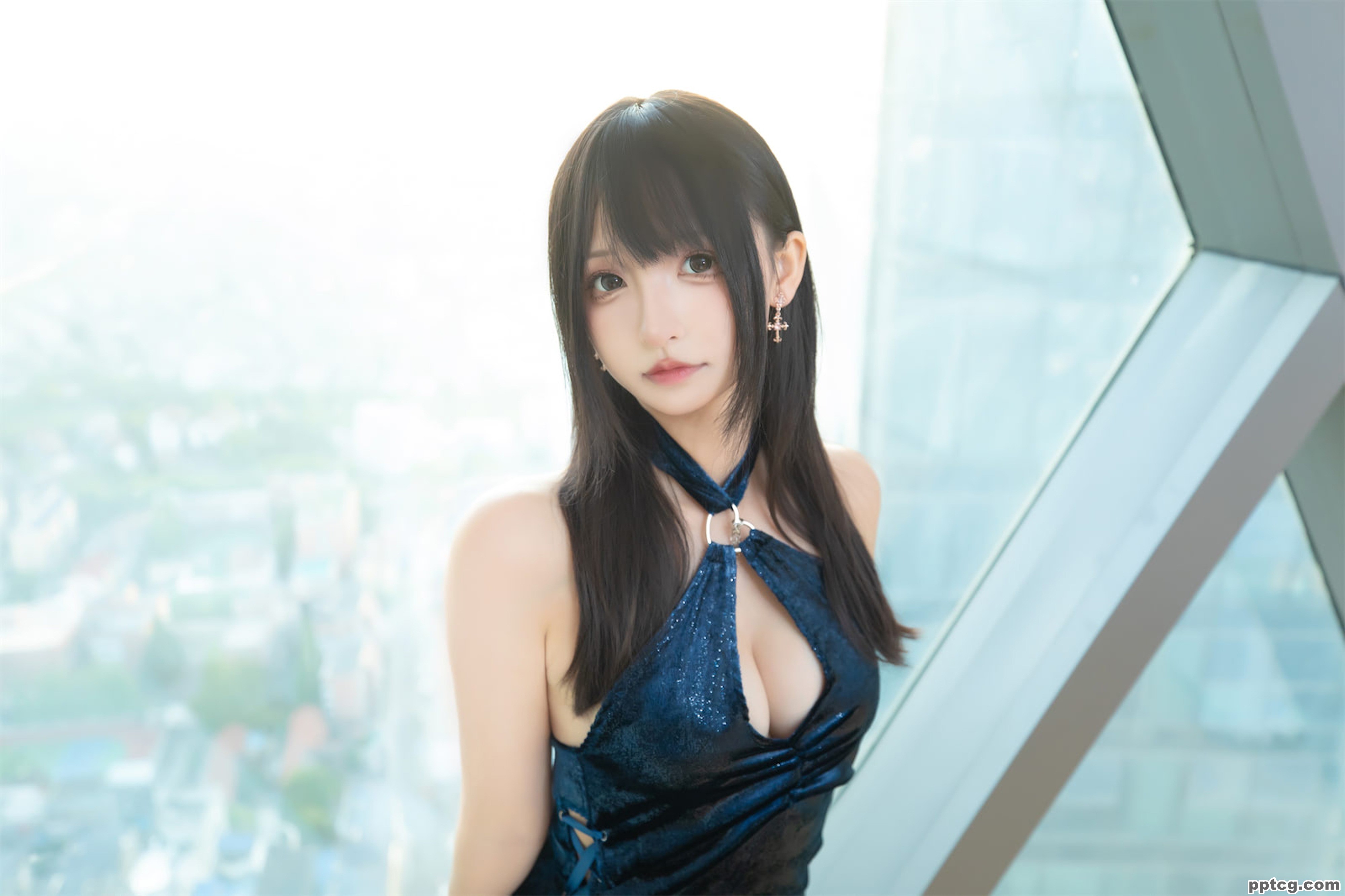 神楽坂真冬 蓝衣旗袍