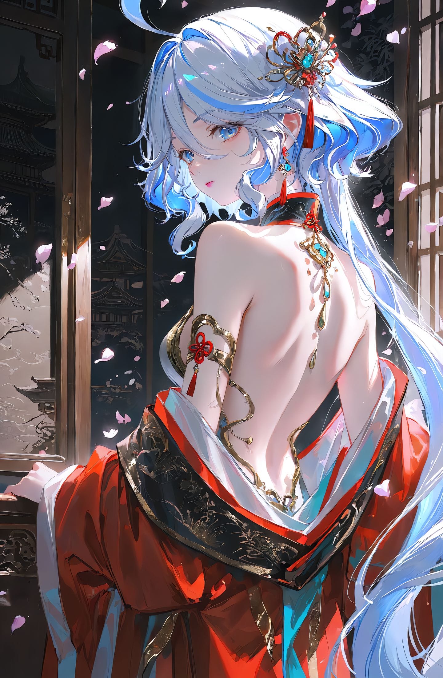 ai绘画#原神#芙宁娜、凝光、八重神子、优菈#二次元壁纸#古风壁纸