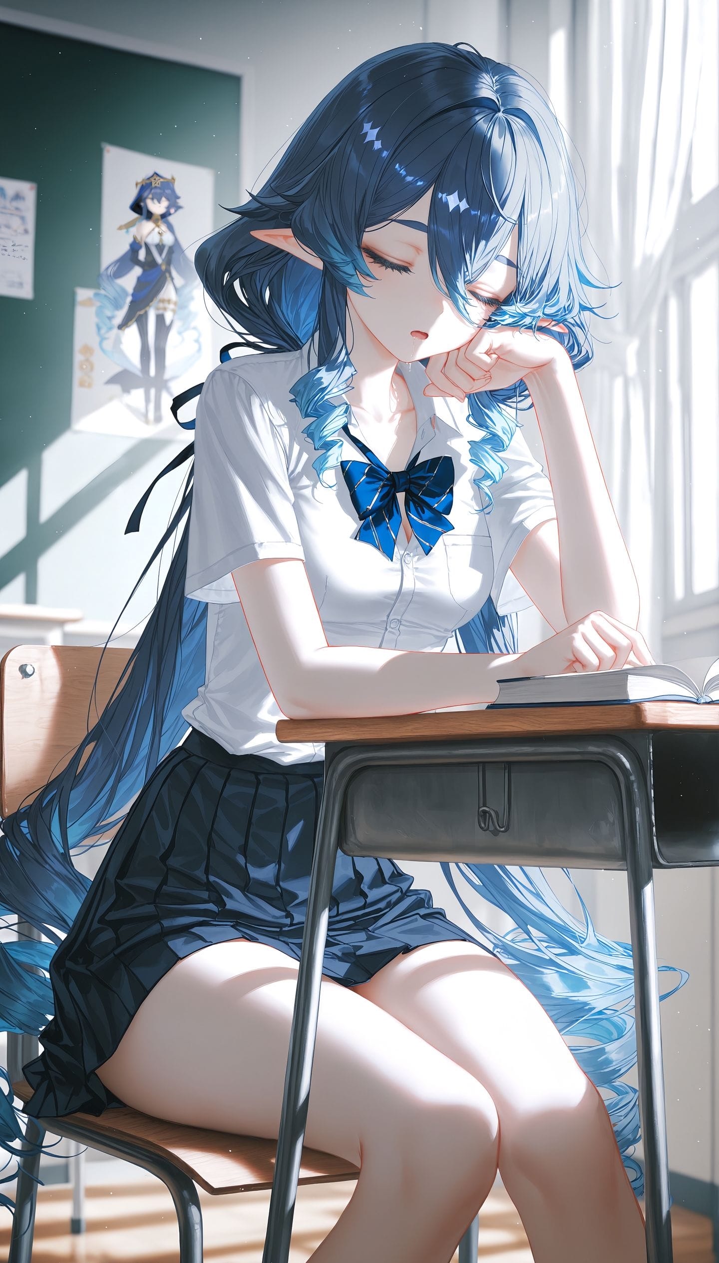 校园 原神二创 神里绫华 ai绘画 甘雨 高清