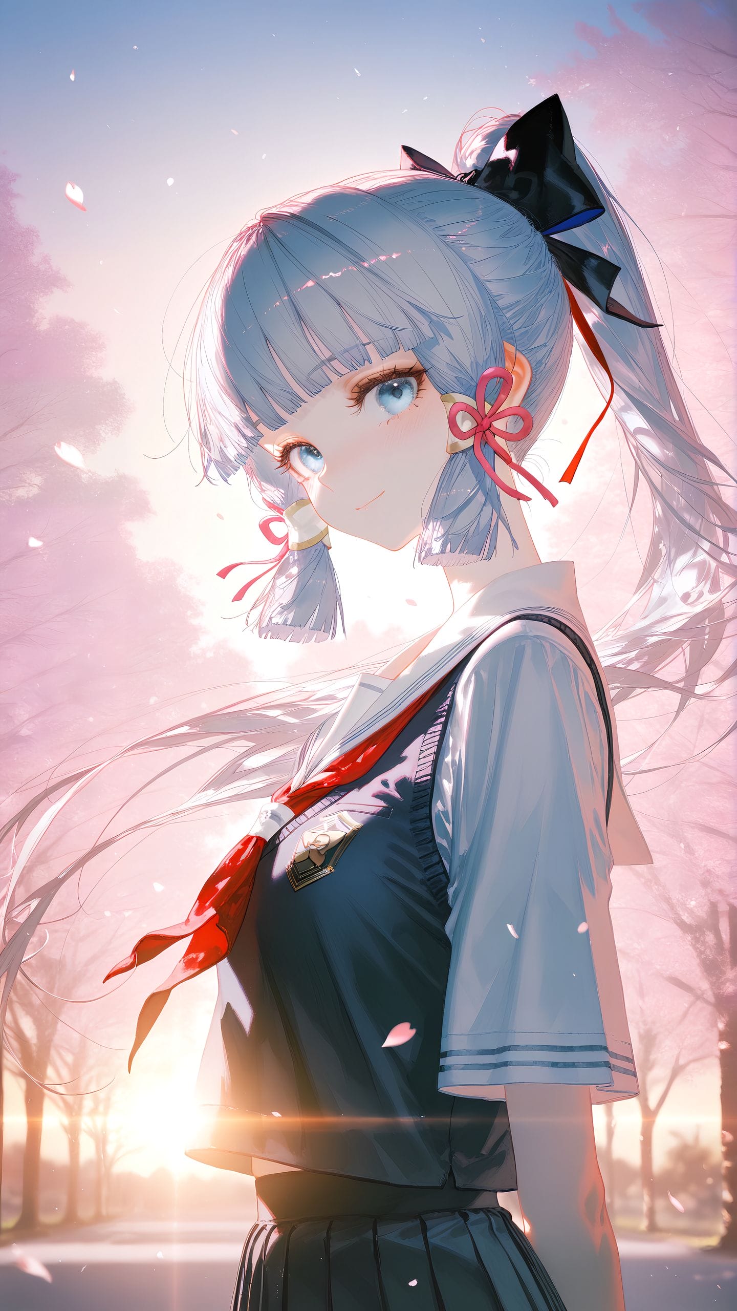 校园 原神二创 神里绫华 ai绘画 甘雨 高清