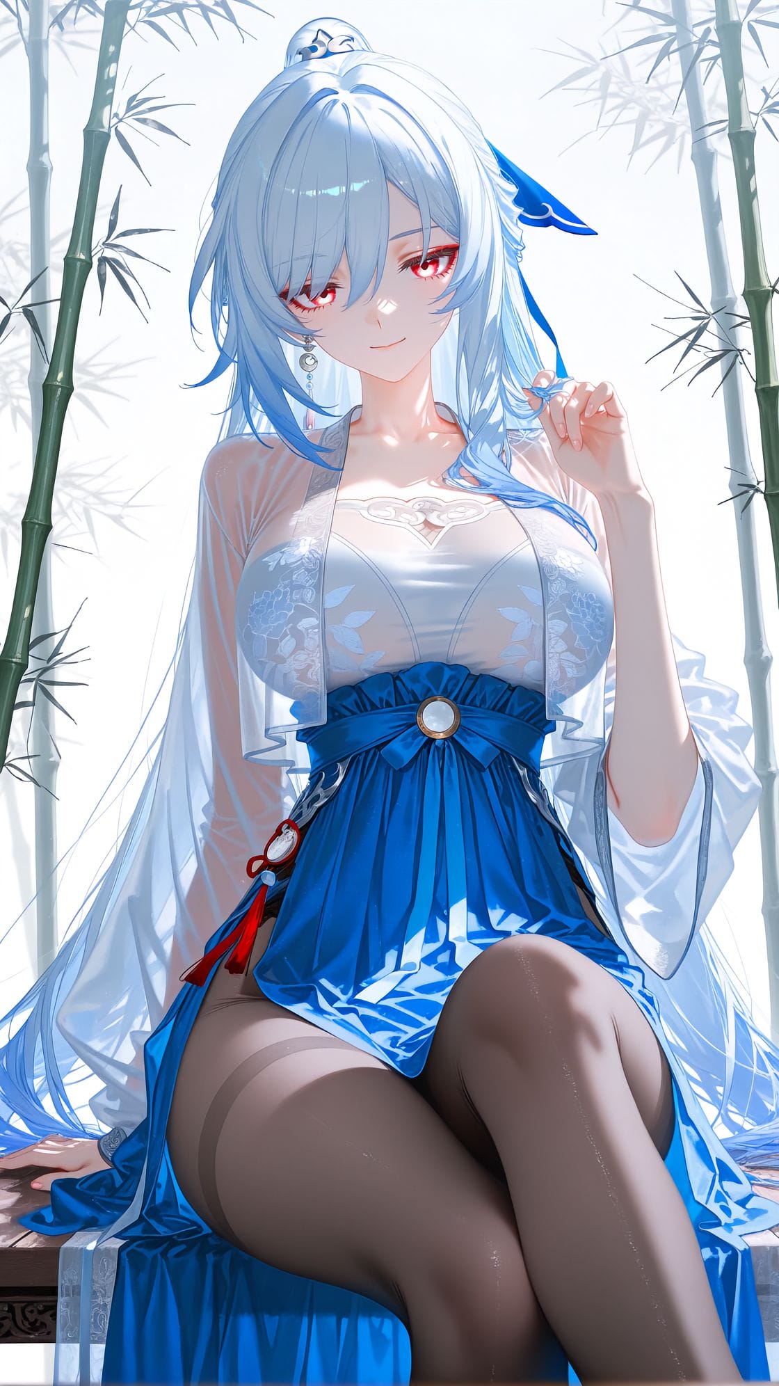 汉服黑丝的镜流 崩坏星穹铁道 镜流 美图壁纸