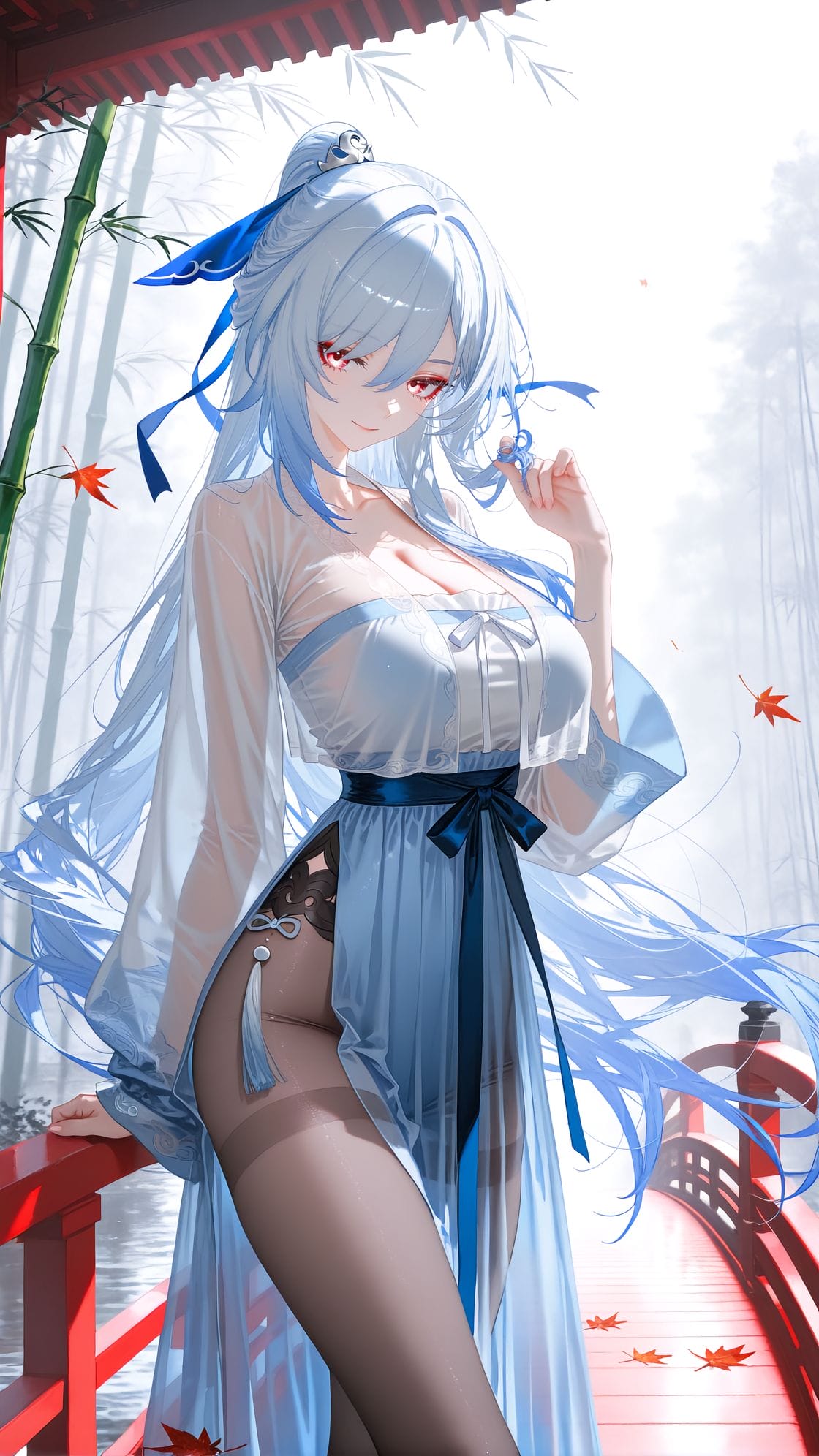 汉服黑丝的镜流 崩坏星穹铁道 镜流 美图壁纸