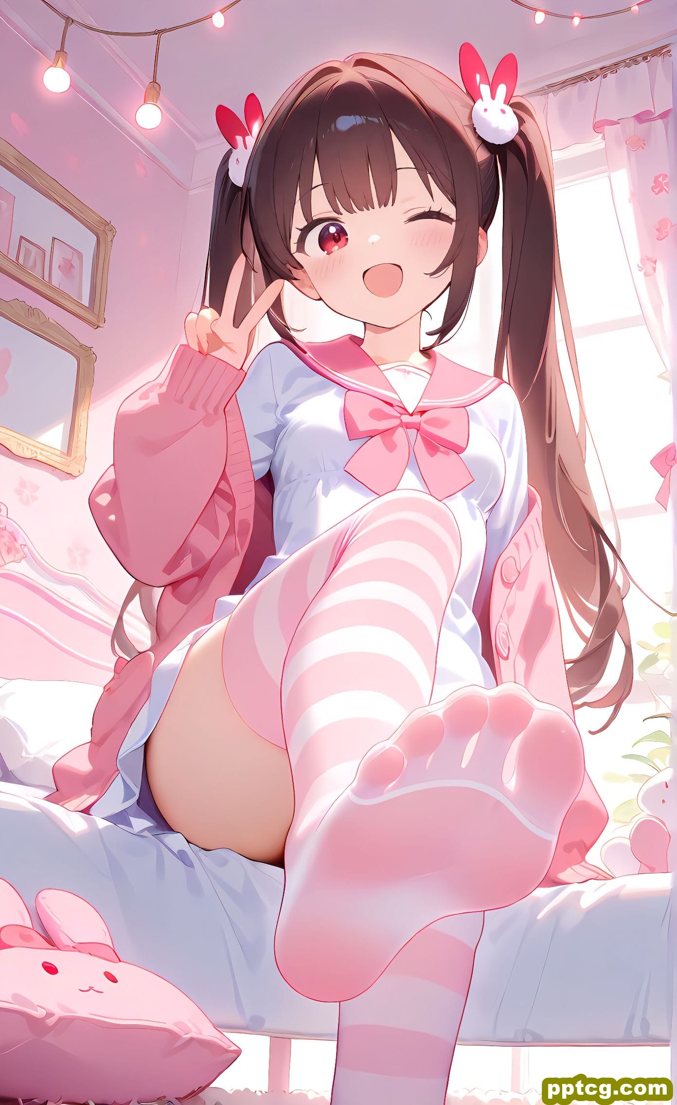 二次元 美图壁纸 萝莉少女 粉色系-皮皮兔动漫