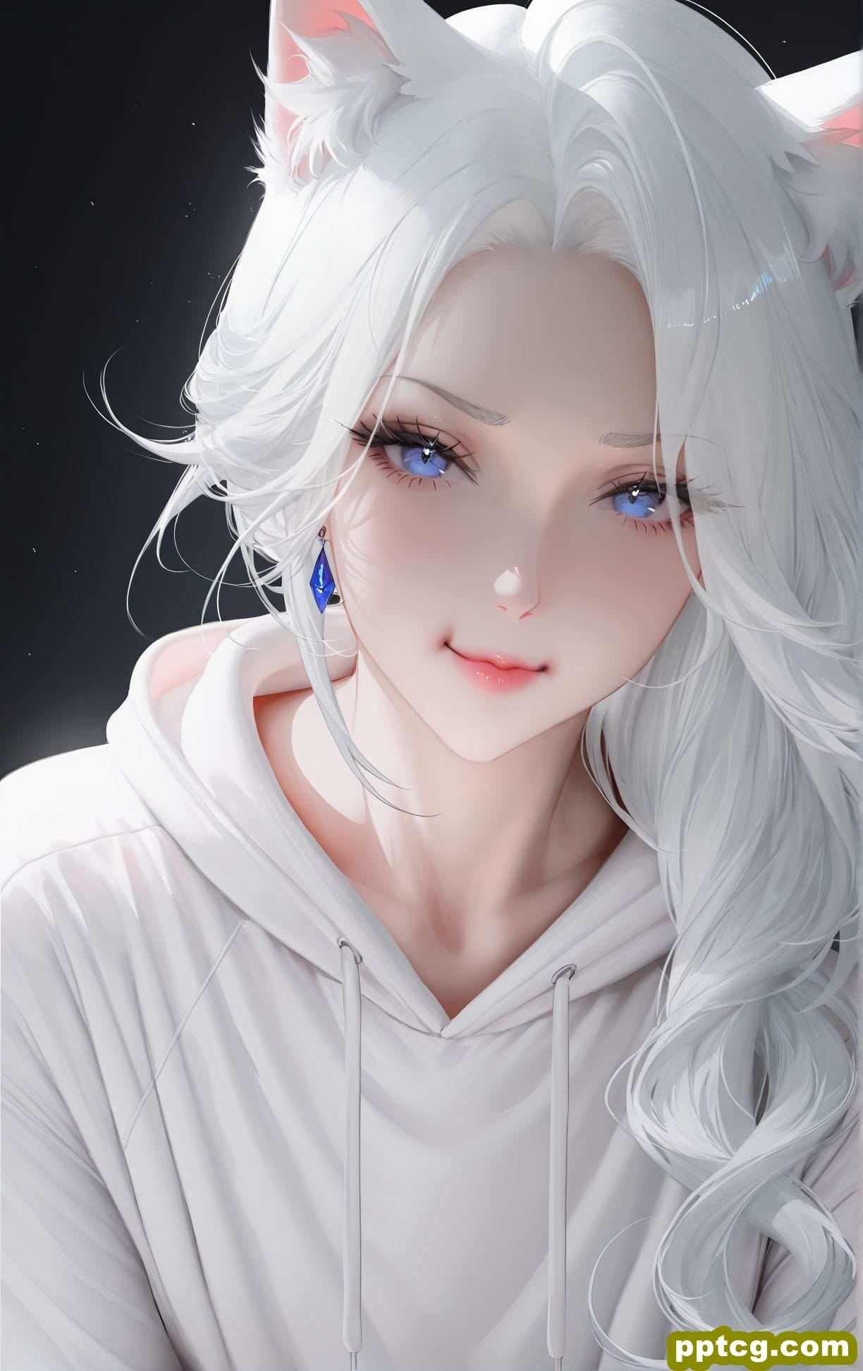 可爱活泼 猫娘：喵~。二次元 洁白-皮皮兔动漫