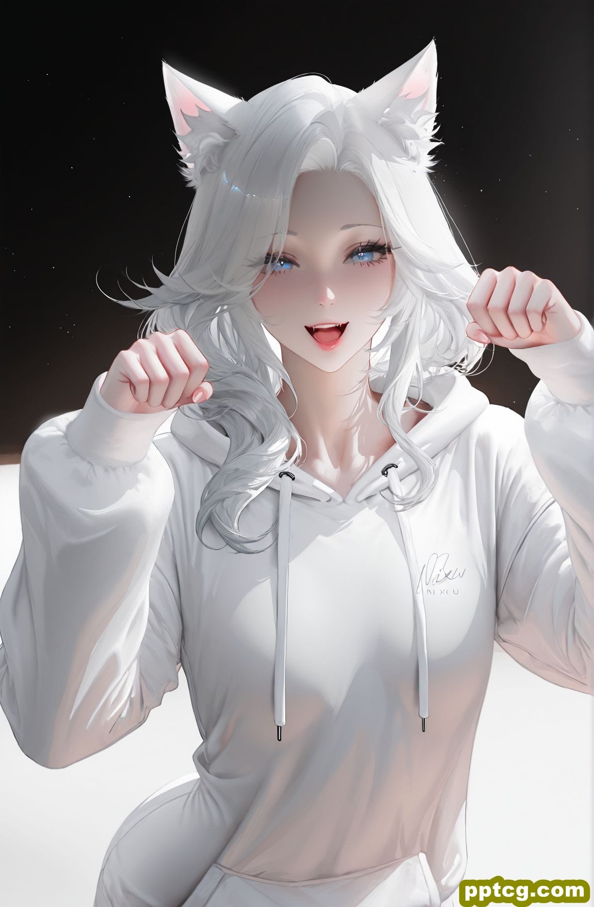 可爱活泼 猫娘：喵~。二次元 洁白