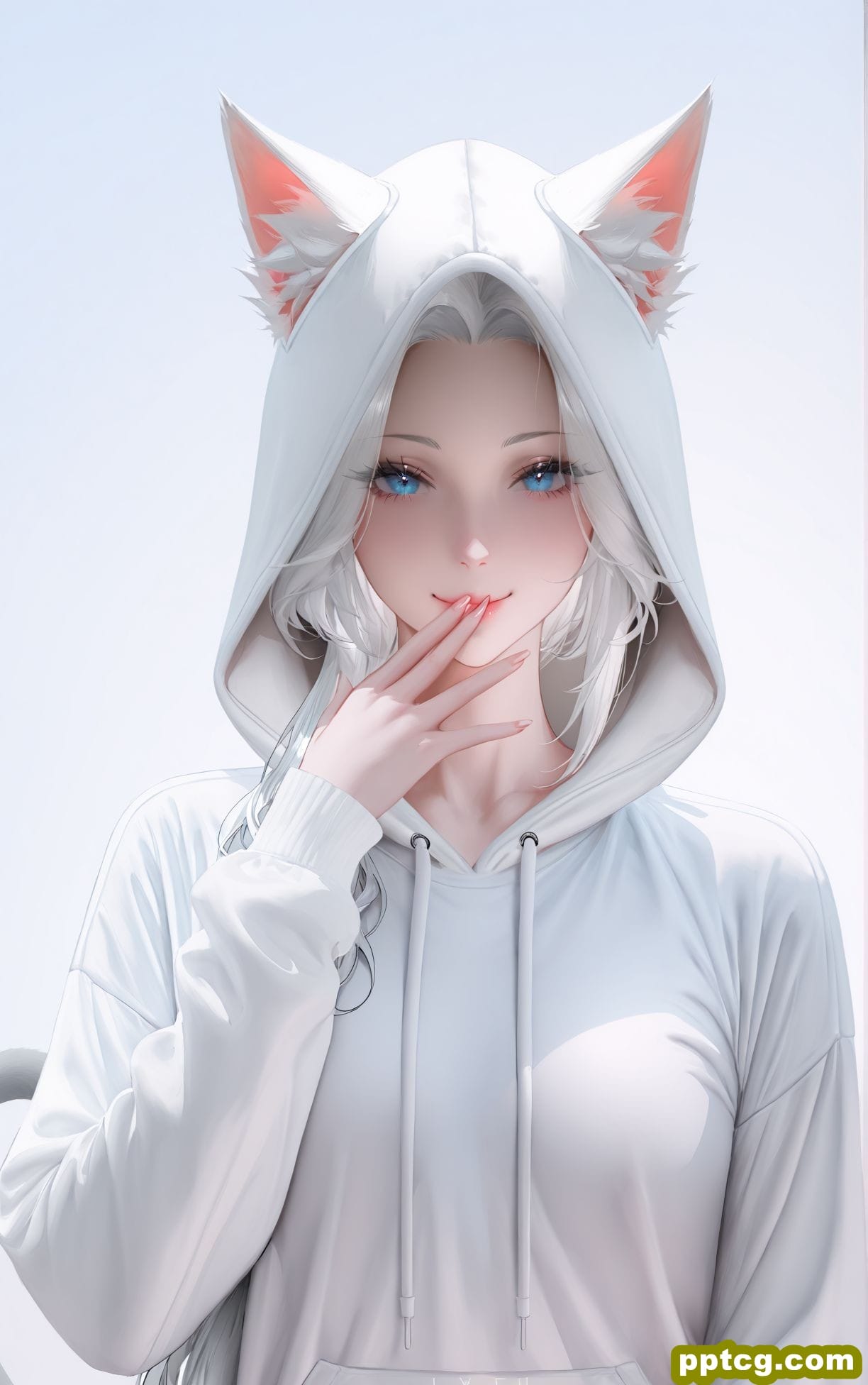 可爱活泼 猫娘：喵~。二次元 洁白