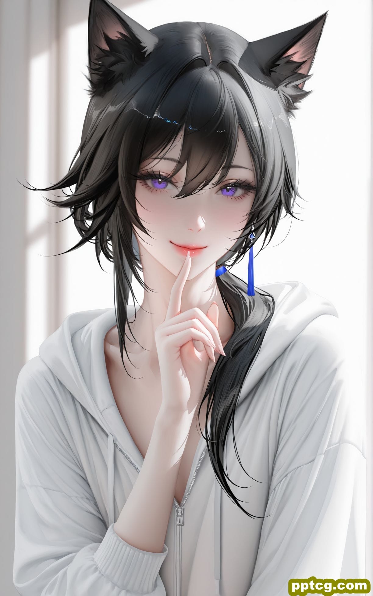 可爱活泼 猫娘：喵~。二次元 洁白