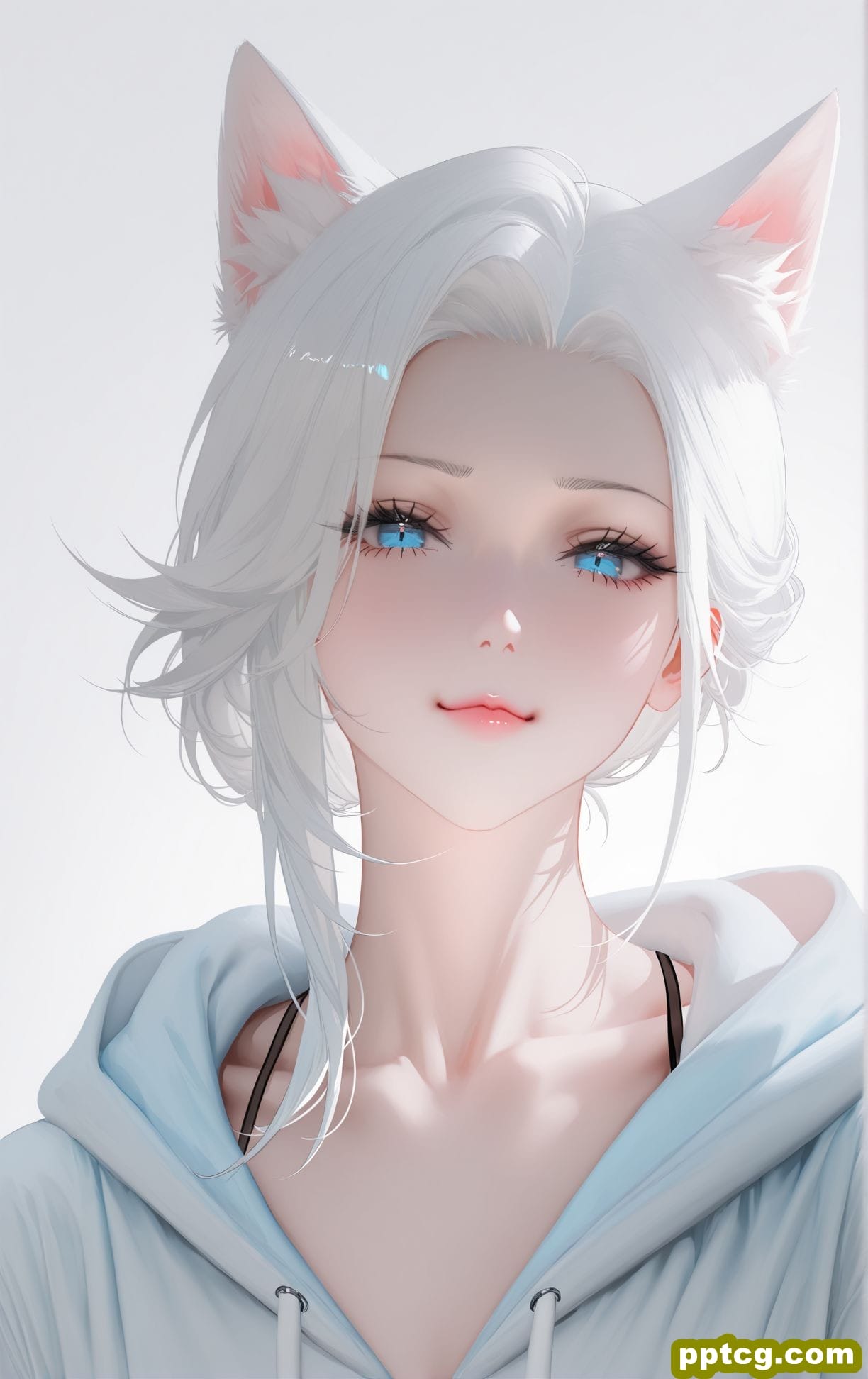 可爱活泼 猫娘：喵~。二次元 洁白