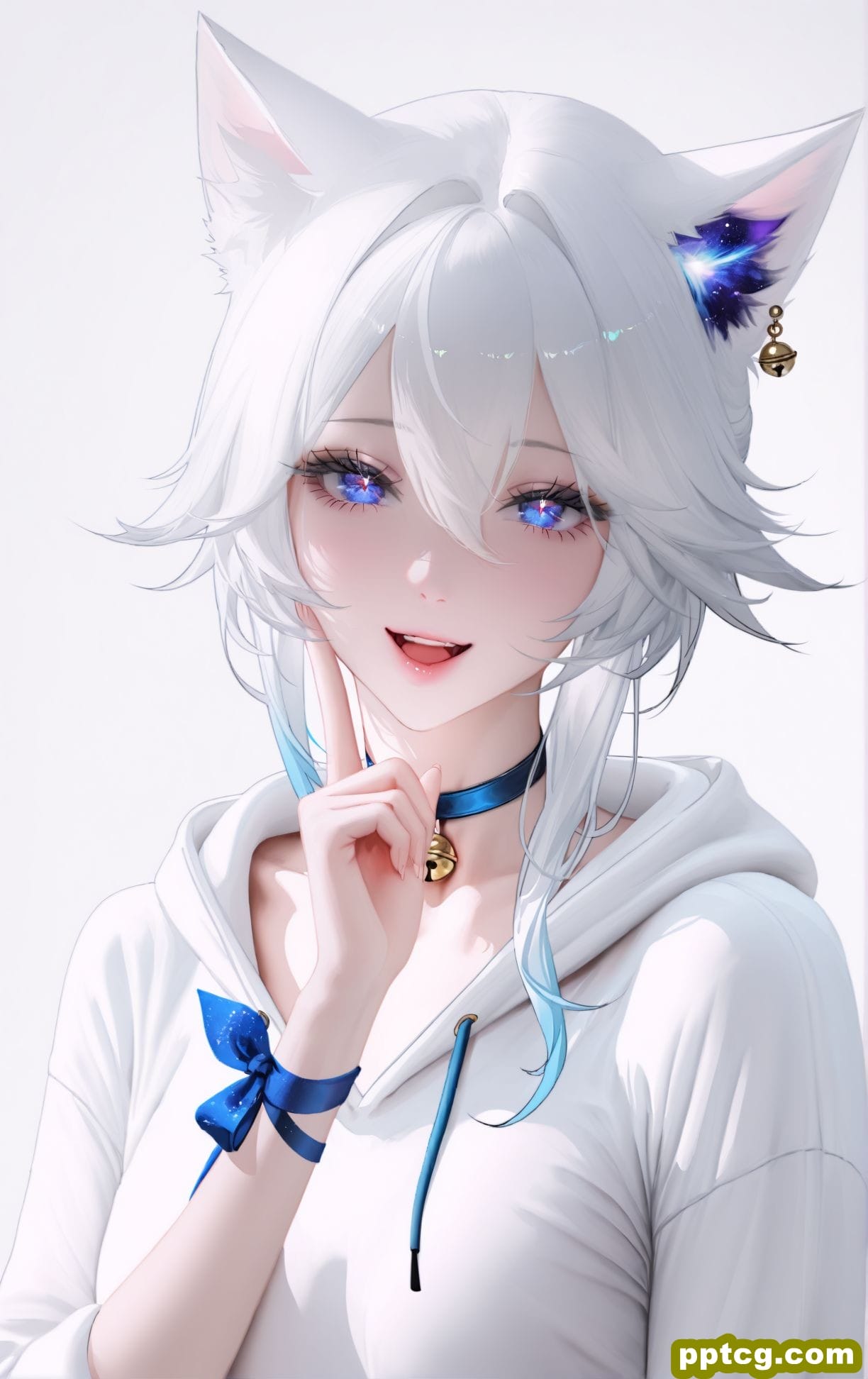 星空猫娘 二次元 白毛 精美 酷酷的