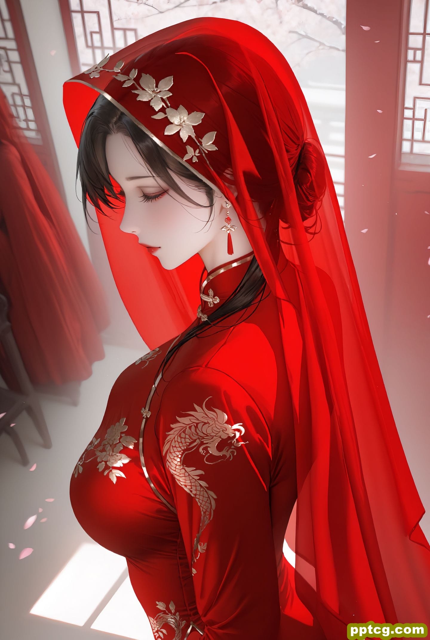 美佳人 红嫁衣 二次元 古风美人 ai绘画生成