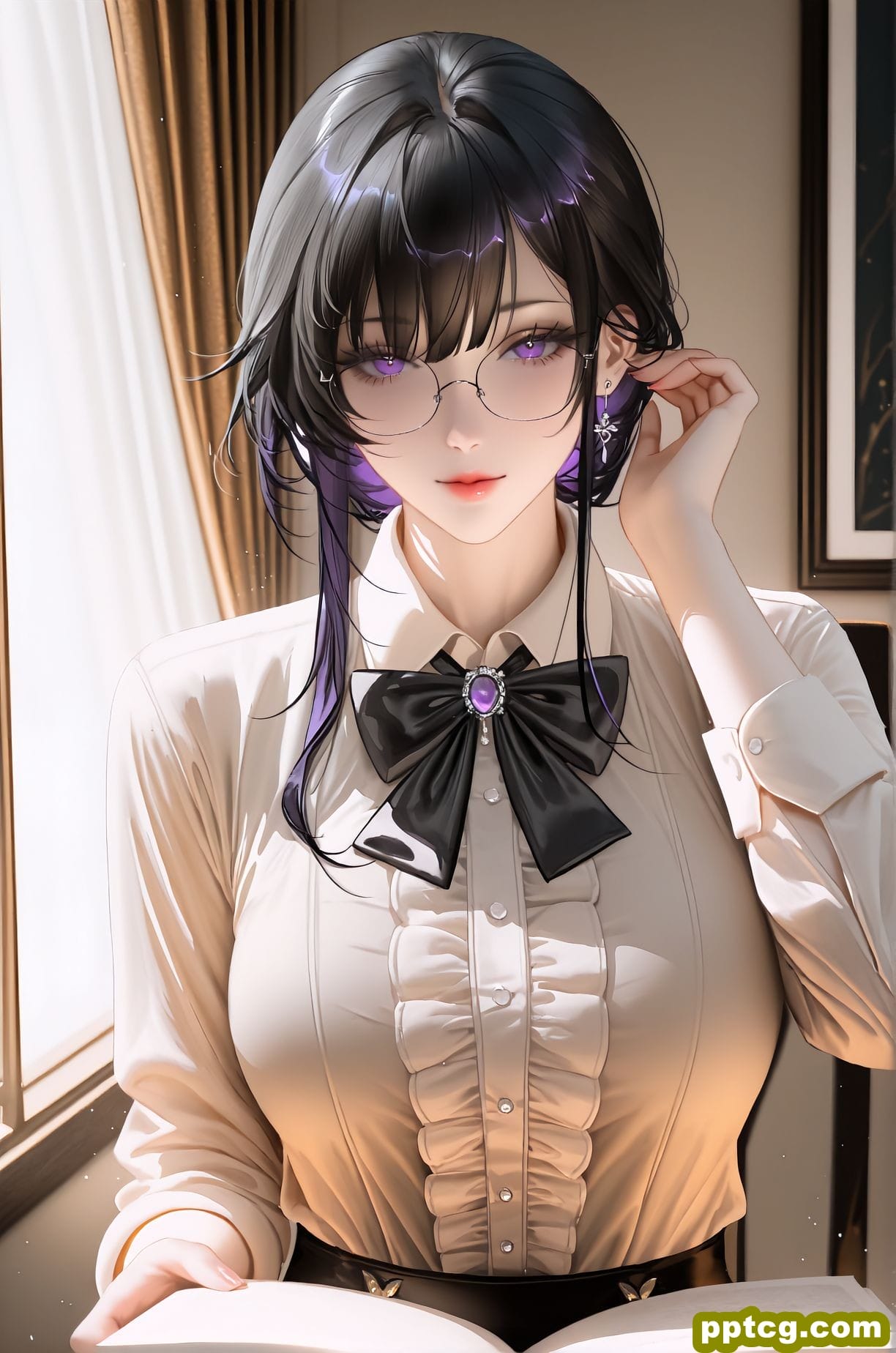 思索灵感的女作家 二次元 御姐 ai绘画生成-皮皮兔动漫