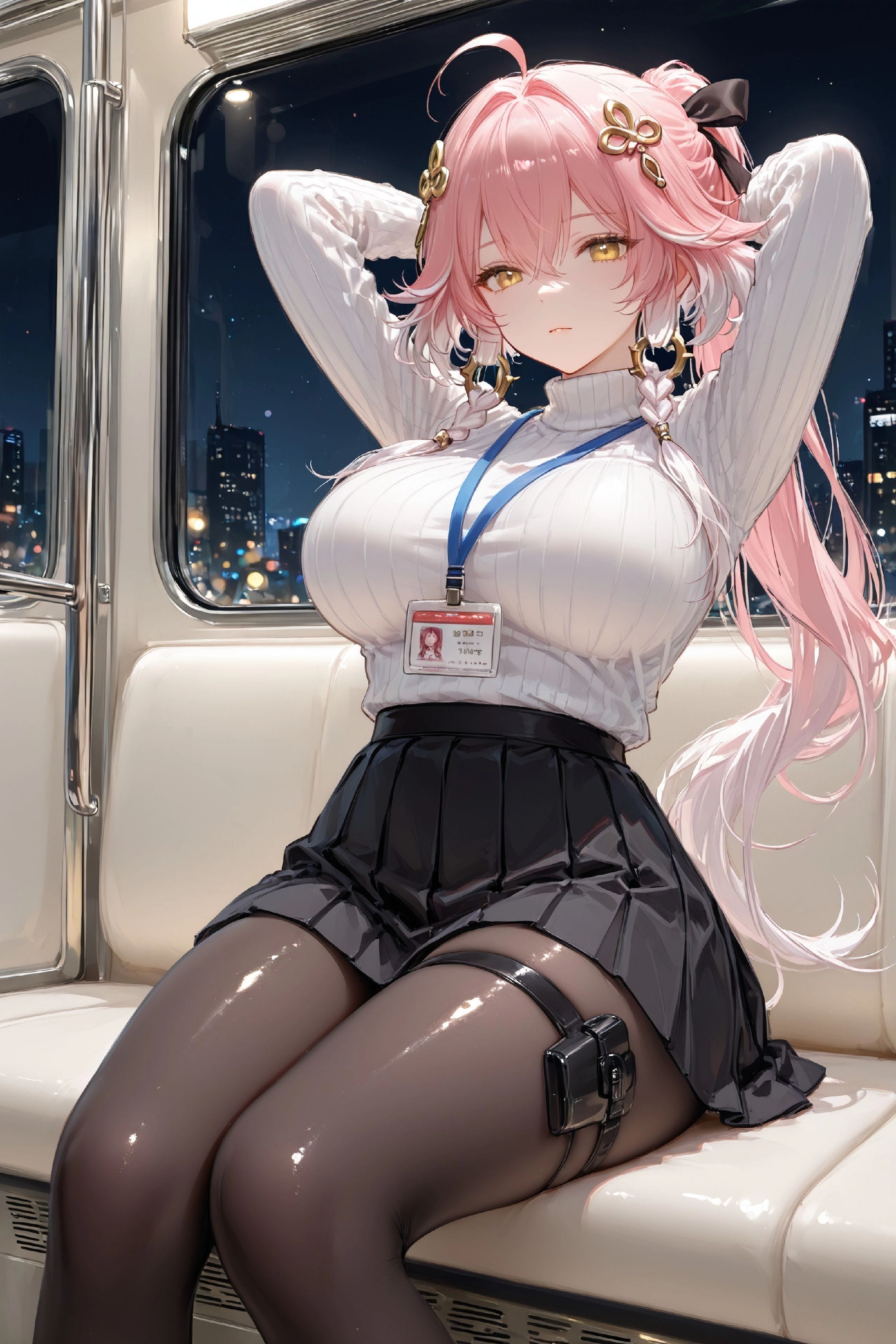 二次元少女美图【鸣潮 长离】地铁 大长腿 丝袜 黑丝-皮皮兔动漫