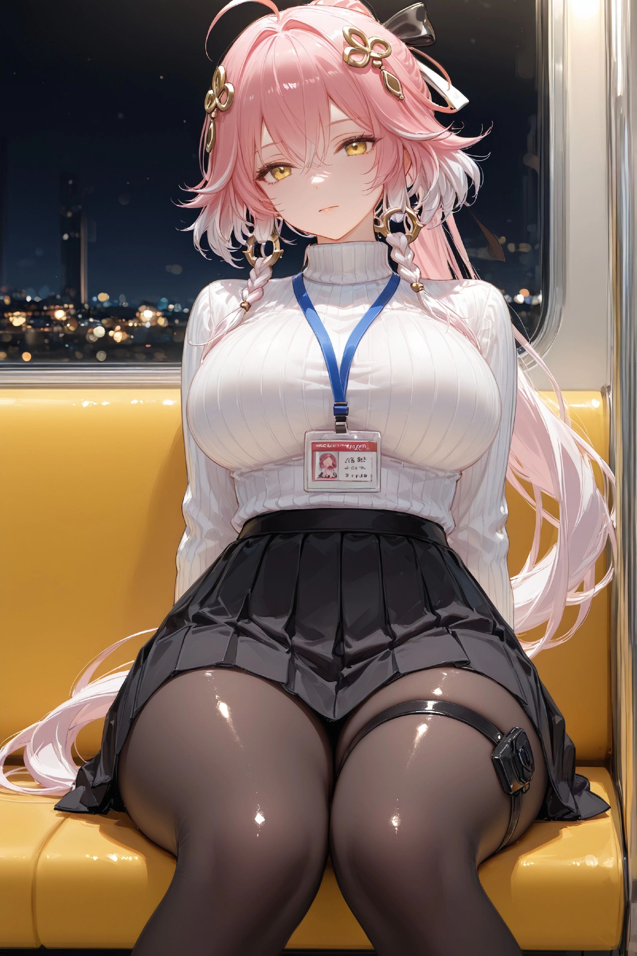 二次元少女美图【鸣潮 长离】地铁 大长腿 丝袜 黑丝