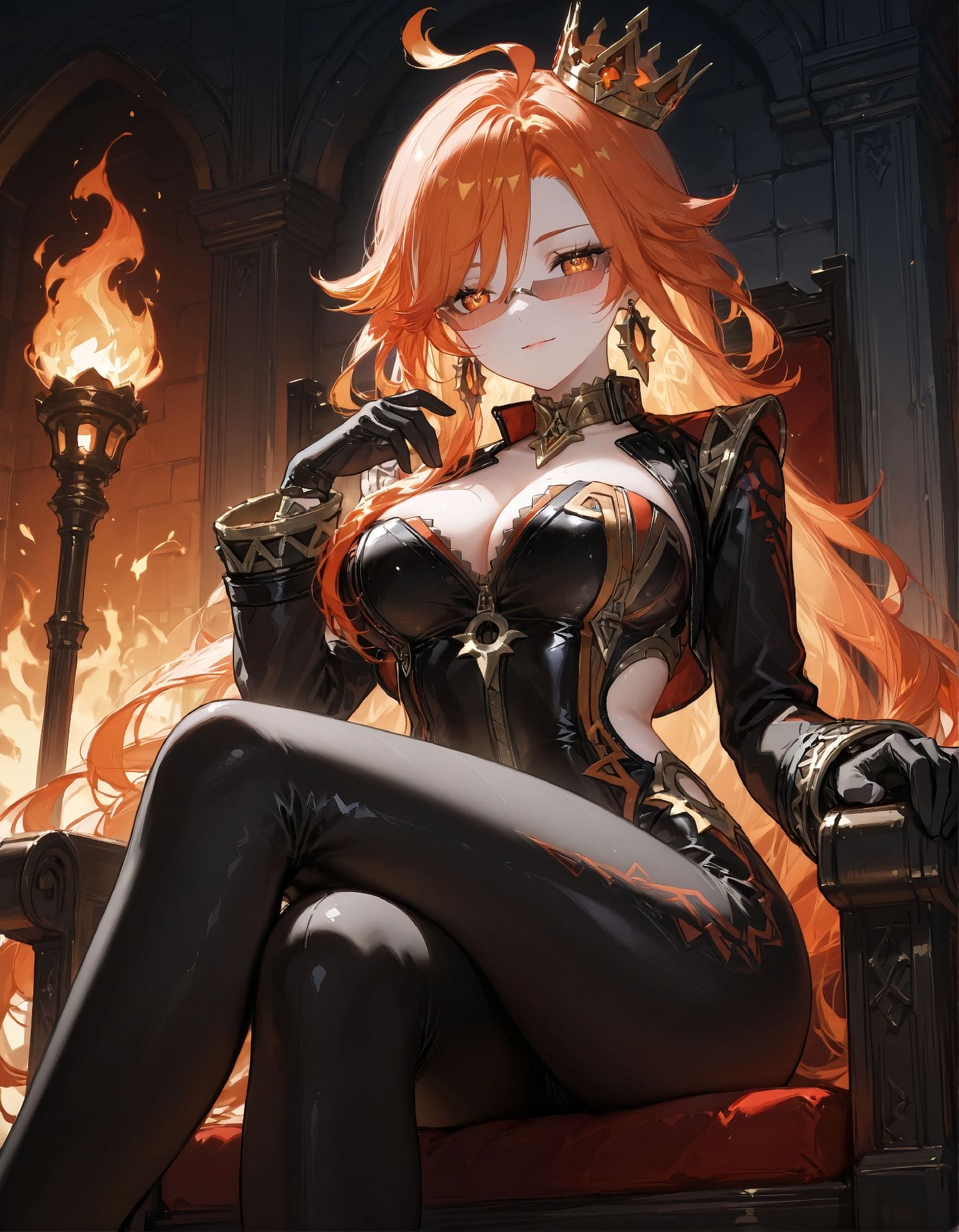 二次元美图 皮衣【原神 玛薇卡 火神】大长腿