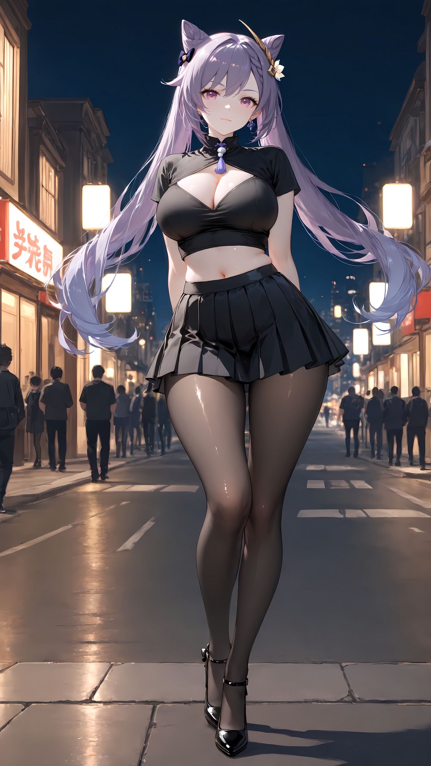 原神 刻晴 黑丝 丝袜 百褶裙-皮皮兔动漫