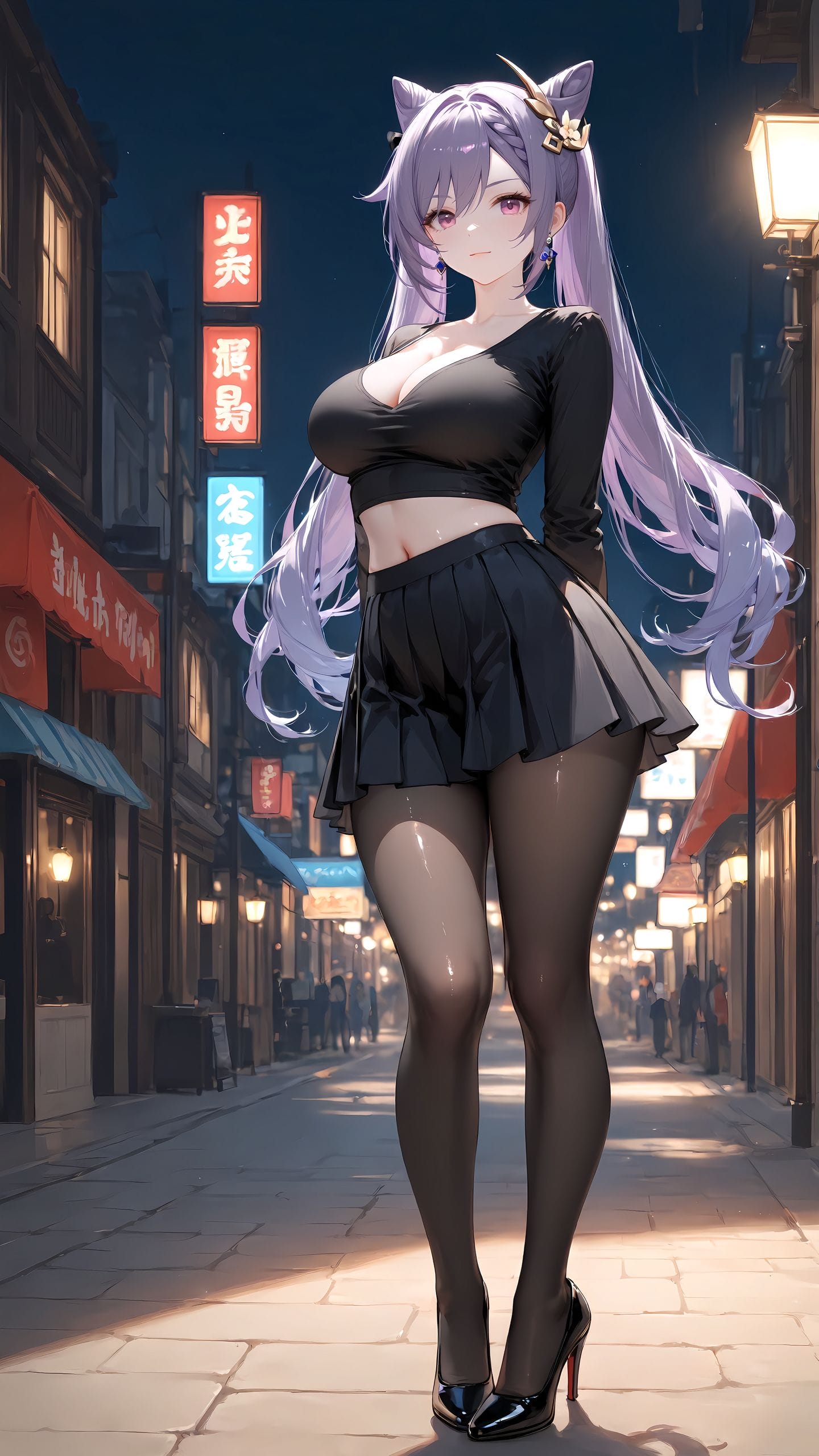 原神 刻晴 黑丝 丝袜 百褶裙