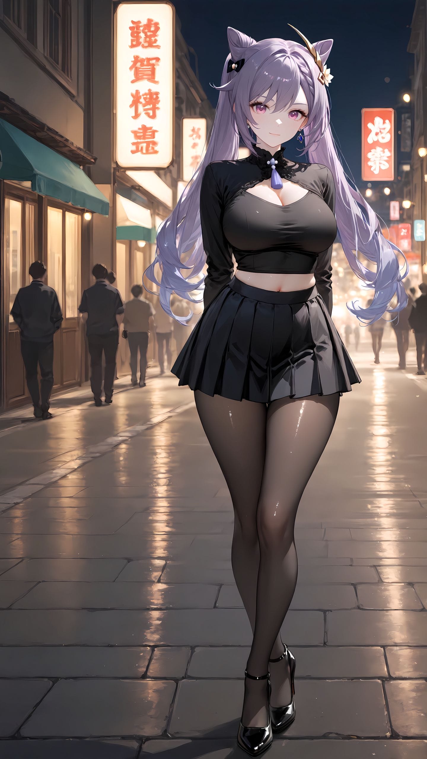 原神 刻晴 黑丝 丝袜 百褶裙