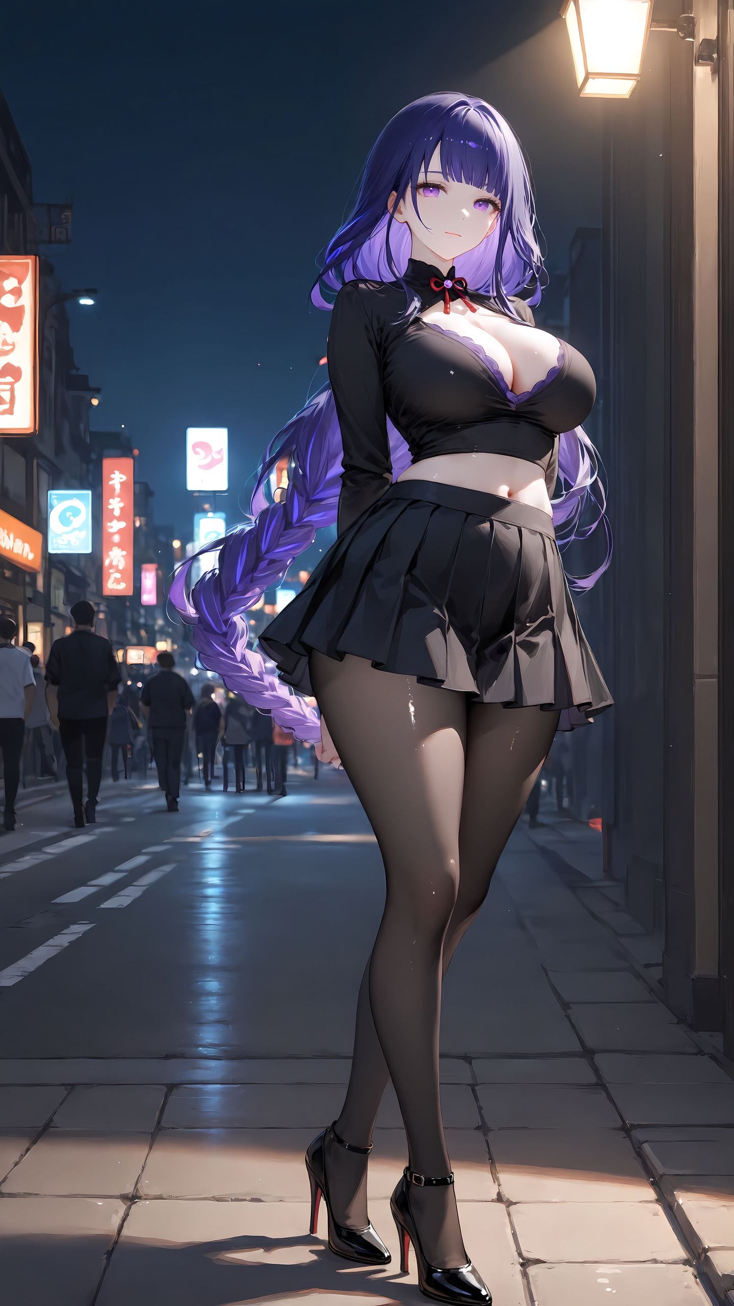 原神 雷电将军 丝袜 黑丝 百褶裙 穿搭