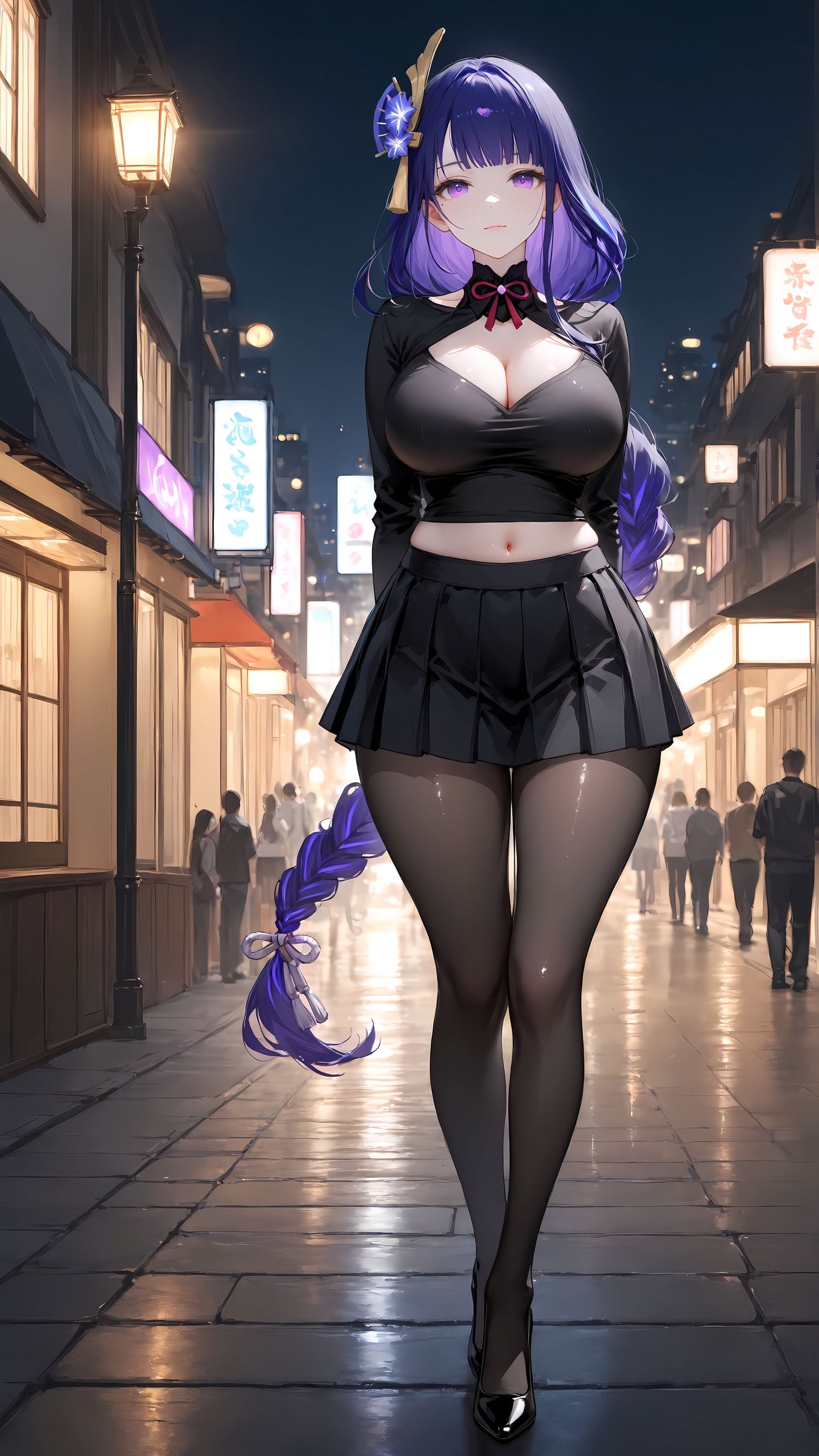 原神 雷电将军 丝袜 黑丝 百褶裙 穿搭