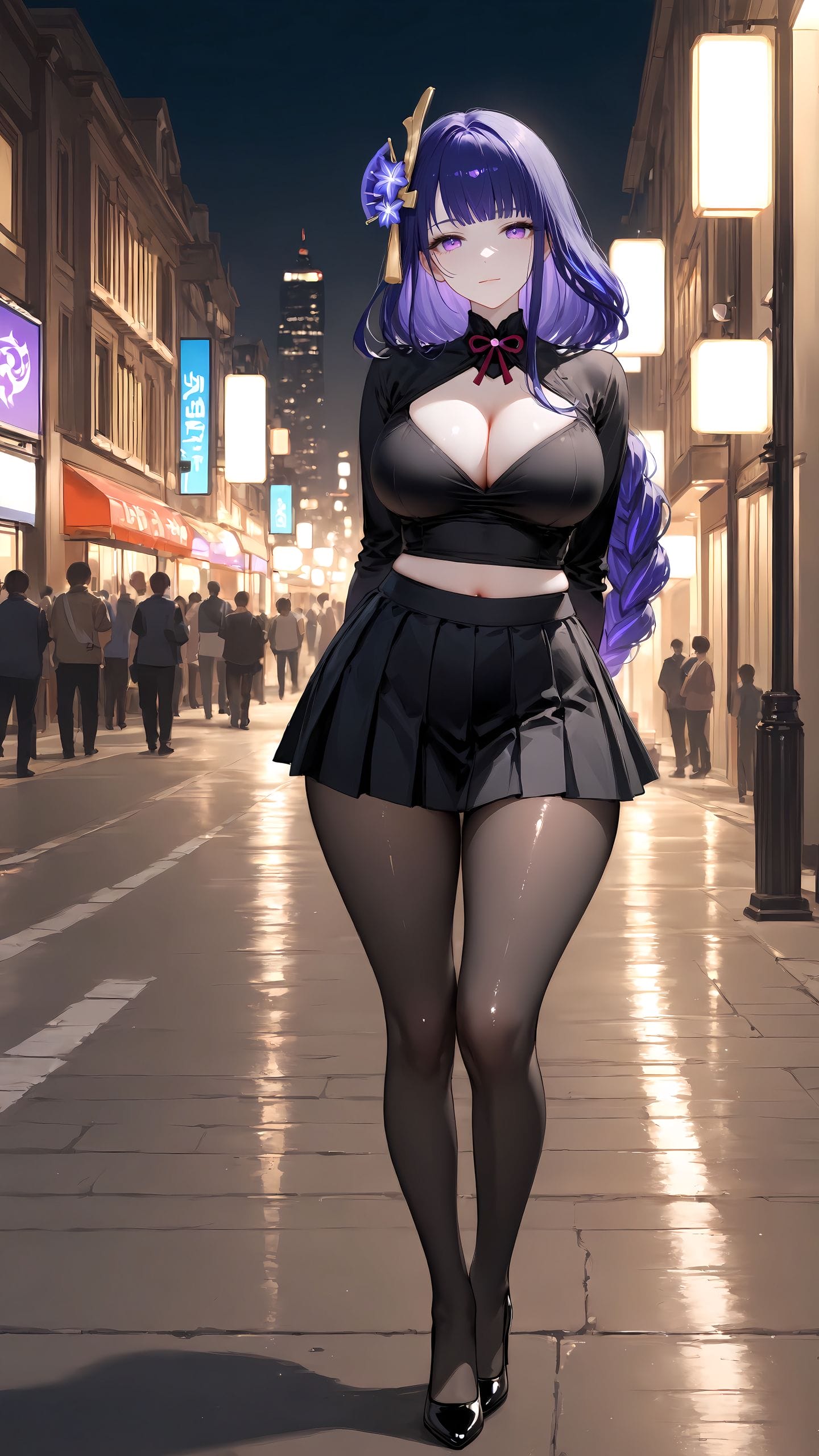 原神 雷电将军 丝袜 黑丝 百褶裙 穿搭