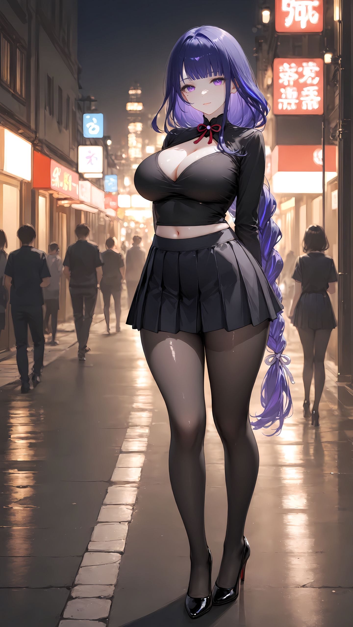 原神 雷电将军 丝袜 黑丝 百褶裙 穿搭