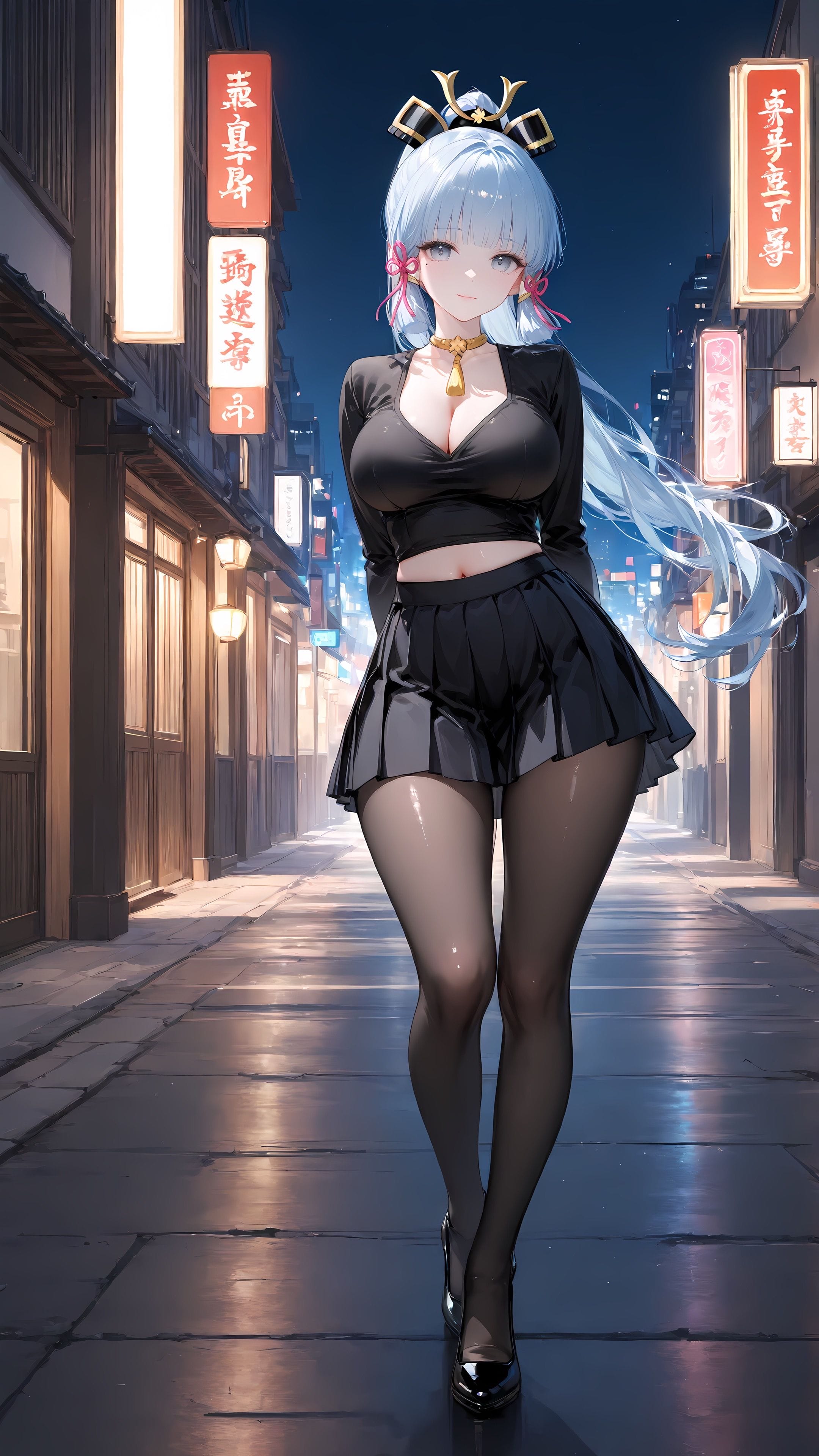 原神 神里绫华 黑丝 丝袜 百褶裙 穿搭